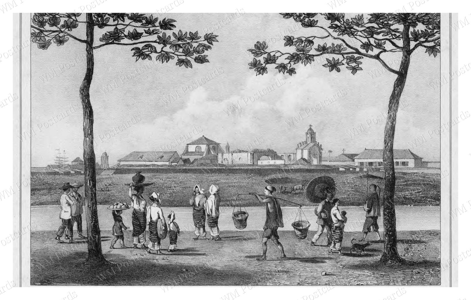 Manila Philippines 1826 Waterfront Vendors Lithograph Standard Postcard Manila Philippines 1826 Waterfront Vendors Lithograph Standard Postcard