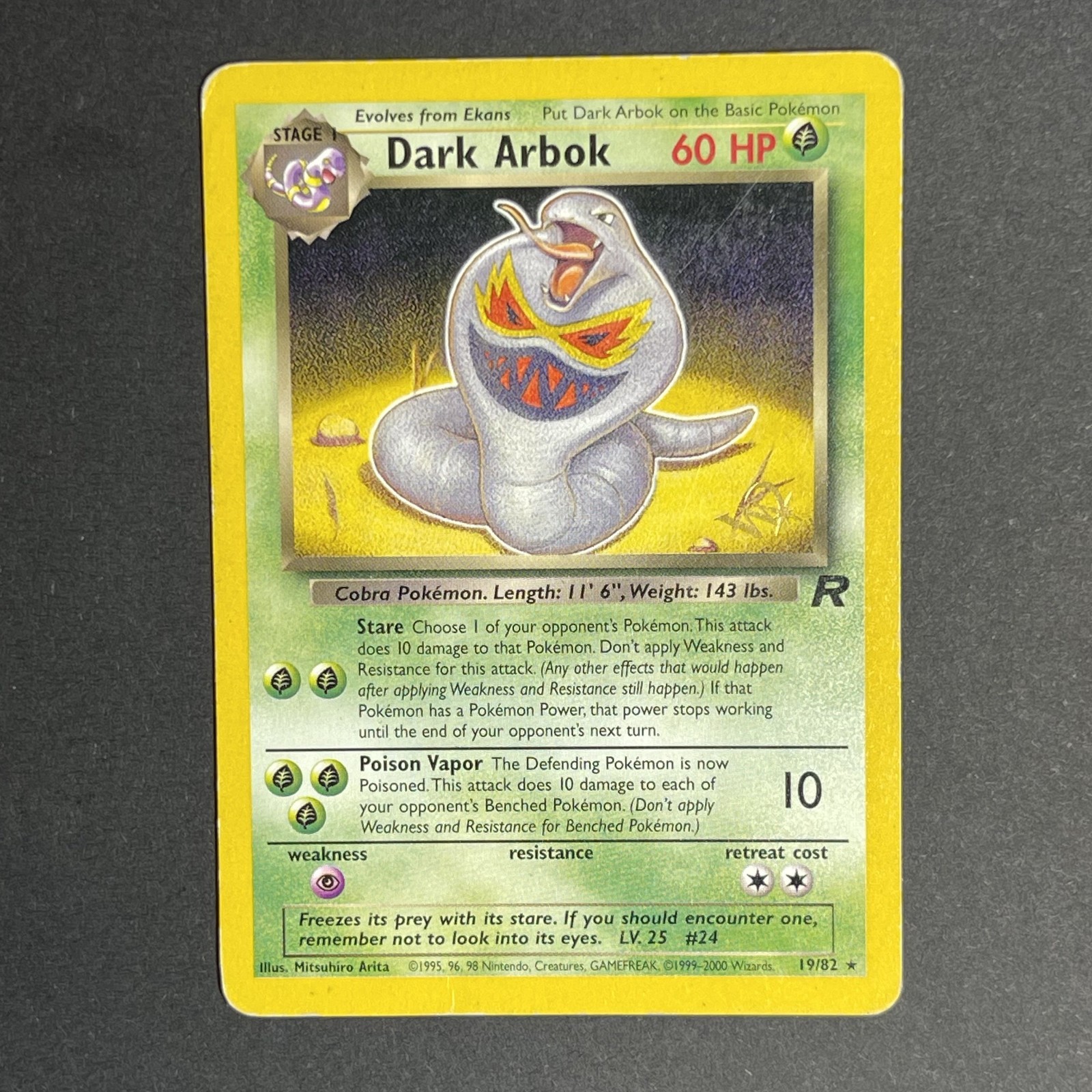 Dark Arbok 19/82 Gold W Stamp MP - 2000 WOTC Promo Pokemon TCG - US SELLER