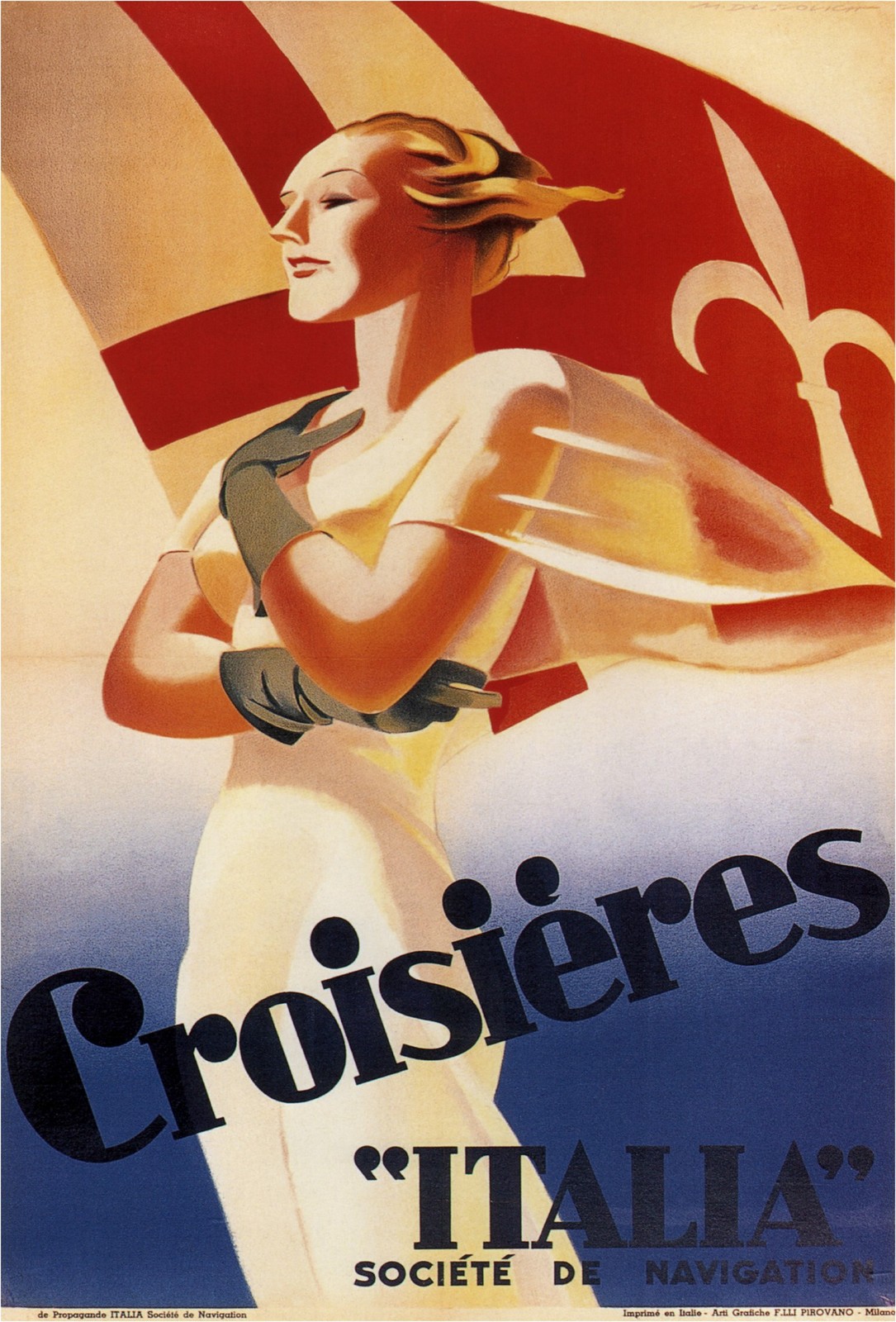 🌟 Vintage c1920s \'Croisières Italia\' Art Deco Poster - 24x32” Print 🌟