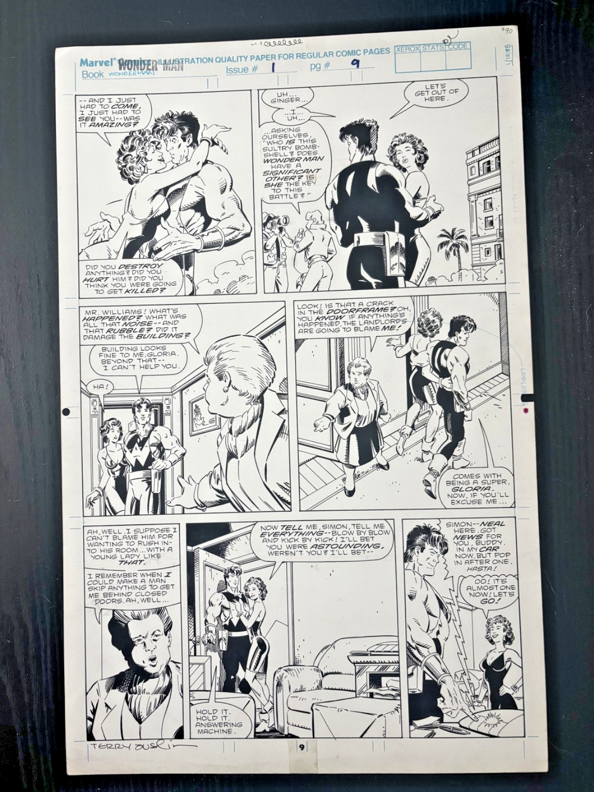 Wonder Man  #1  (1991) Pg 9 Jeff Johnson Terry Austin Original Comic art Marvel