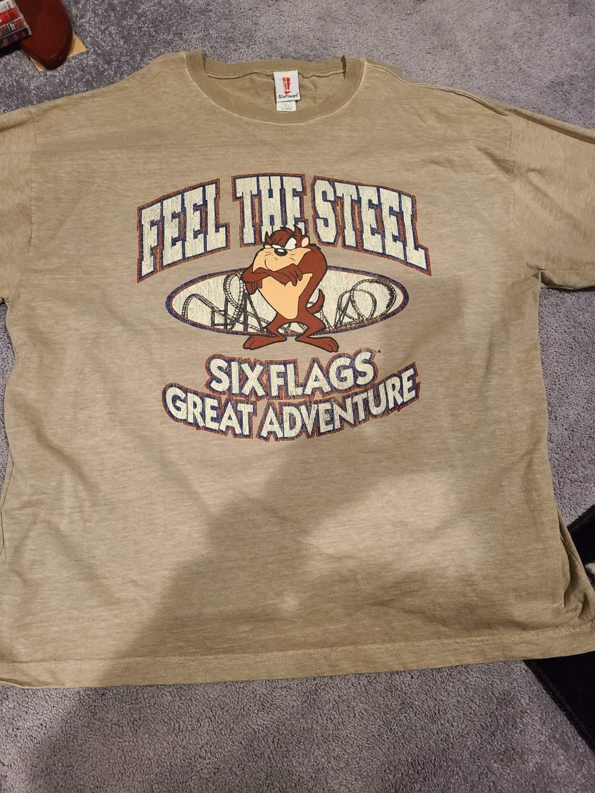 Vtg 1999 Feel the Steel Taz Tazmanian Devil Looney Tunes Six Flags Great Adventu