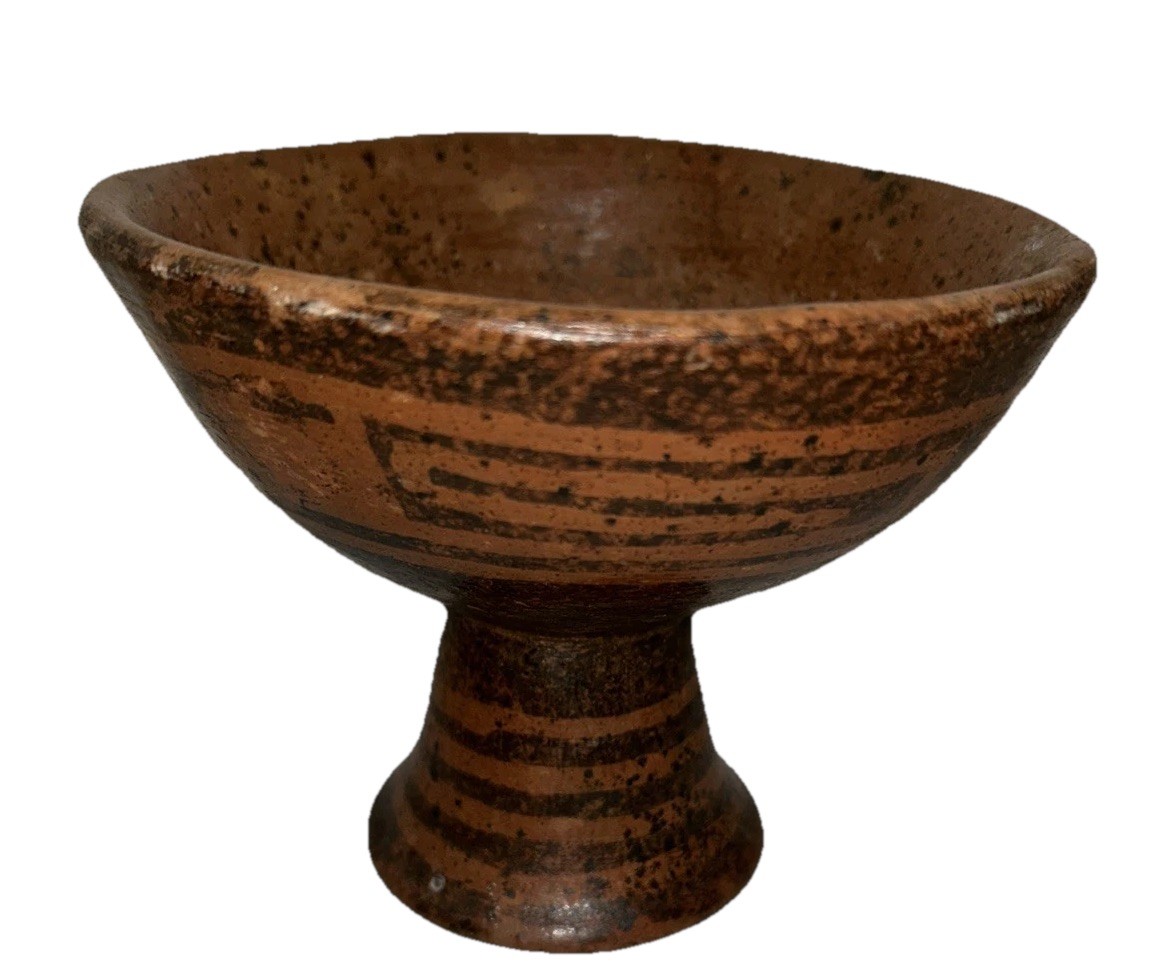 5.5 X 6.5 Vintage Pre-Columbian Style Footed Ceramic Bowl - Pedestal Dish