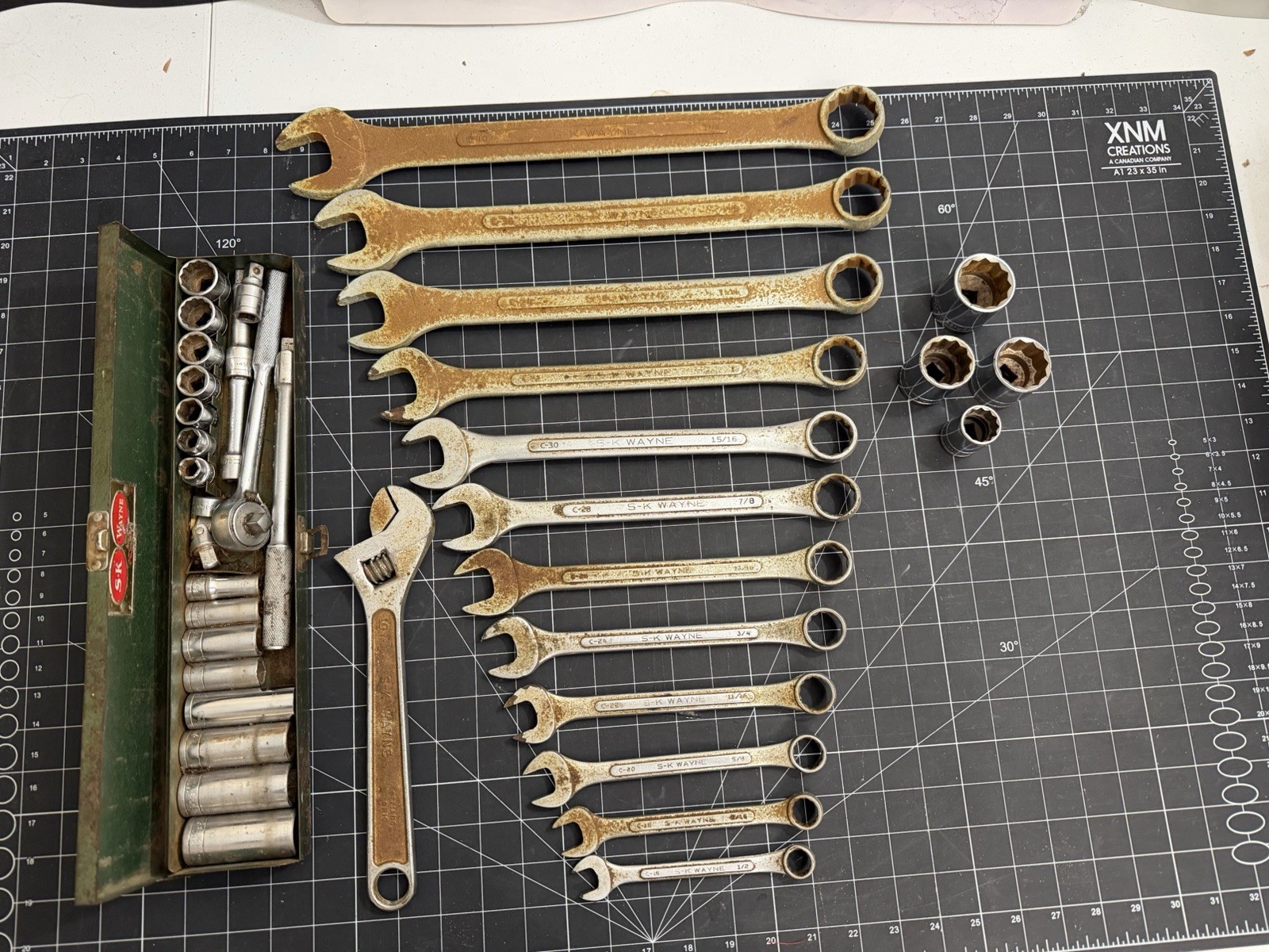 Vintage S-K Wayne Tool Lot – Socket Set and Wrench Set SAE Vintage S-K Wayne Tool Lot – Socket Set and Wrench Set SAE
