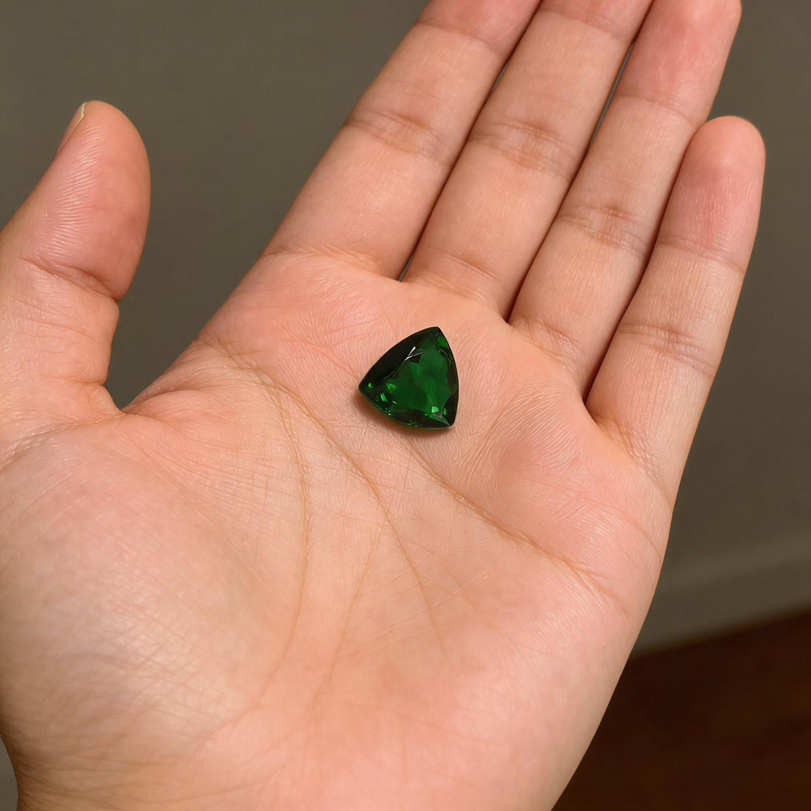 10-12CT Trillion Natural Emerald Loose Deep Green Gem For Custom Engagement