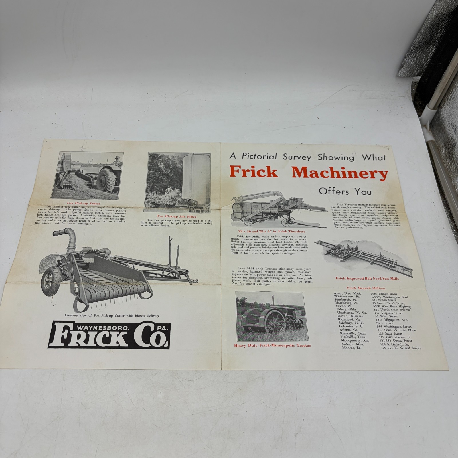 Vintage Frick Machinery Farm Equipment Brochure Waynesboro PA Thresher Silo