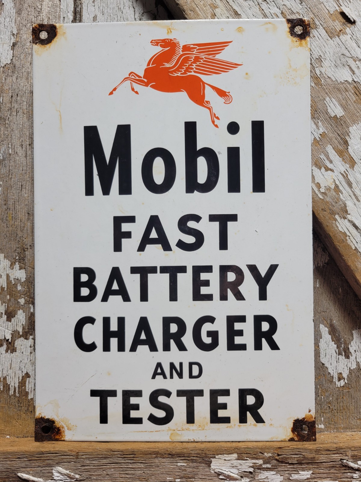 VINTAGE MOBIL PORCELAIN SIGN OLD 12\