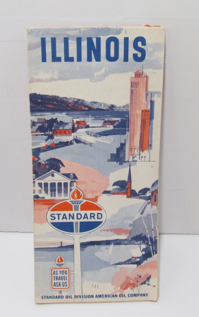 Vintage 1963 Standard Oil Company Illinois Road Map