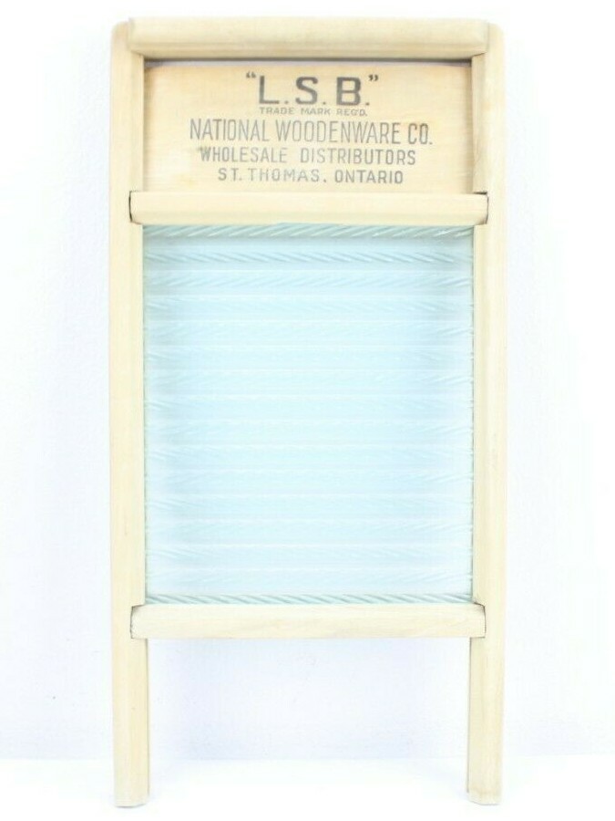 VTG L.S.B. National Woodenware Co. St Thomas Ontario Glass & Wood Washboard VTG L.S.B. National Woodenware Co. St Thomas Ontario Glass & Wood Washboard
