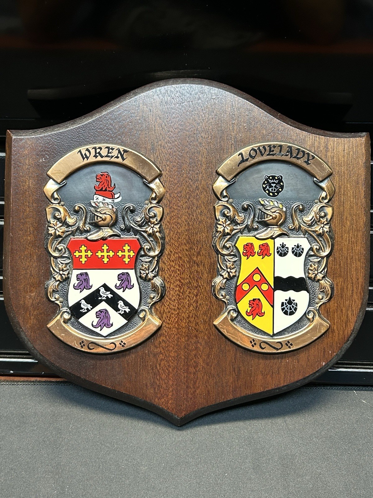 Vintage Dublin Ireland Historic Families DBL Coat of Arms Plaque Wren Lovelady