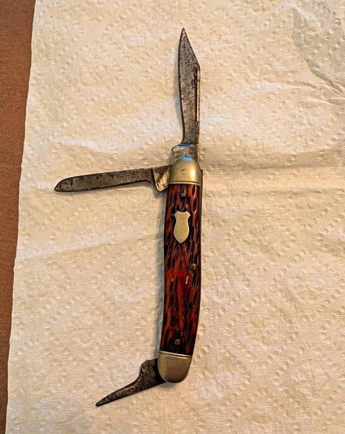 Schrade Vintage 3-Blade Pen Pocketknife,  Bone Handle  Series 890
