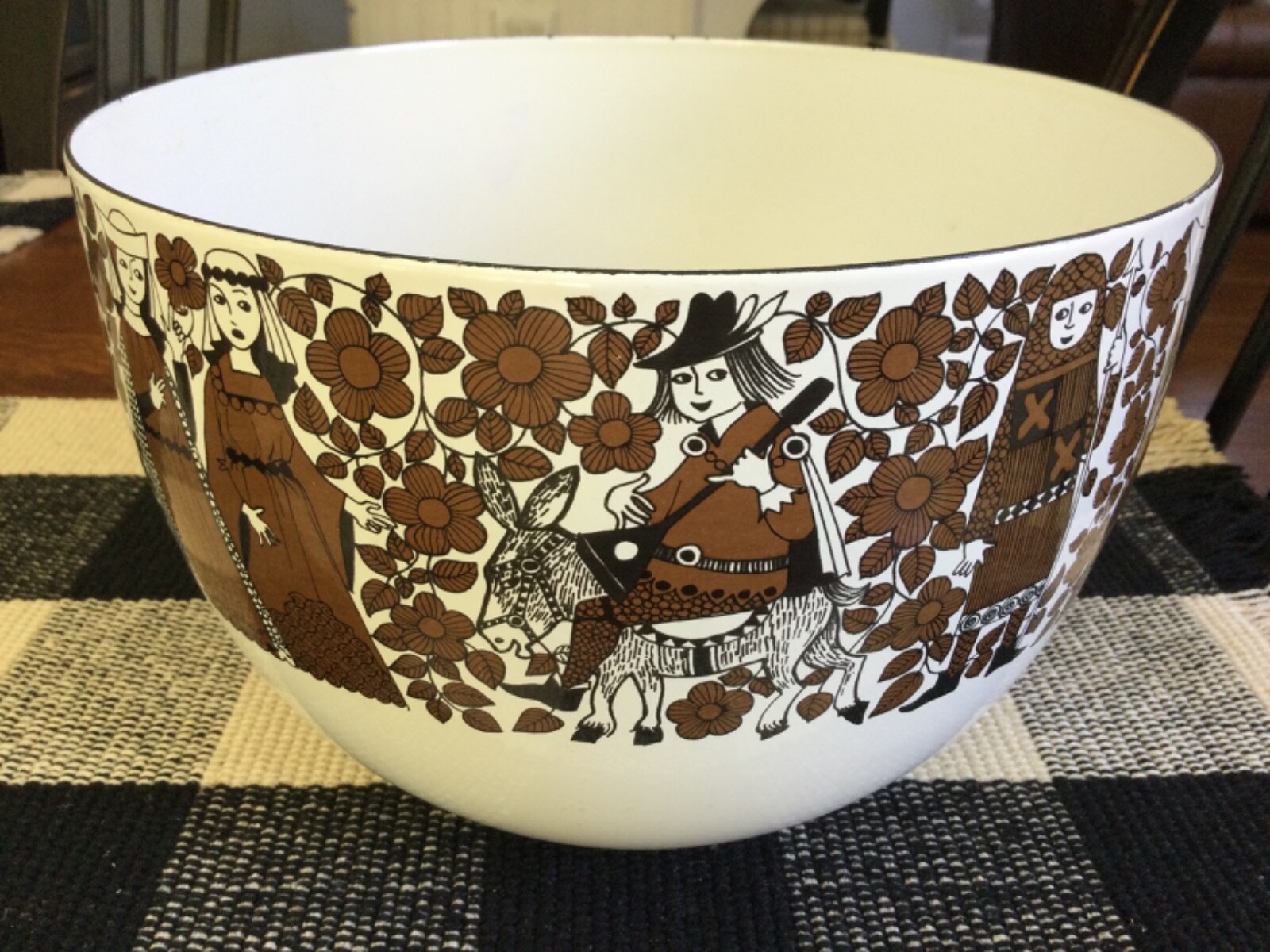 Vintage Enamelware Bowl ARABIA FINLAND Kaj Franck Ritari Midieval Very Nice