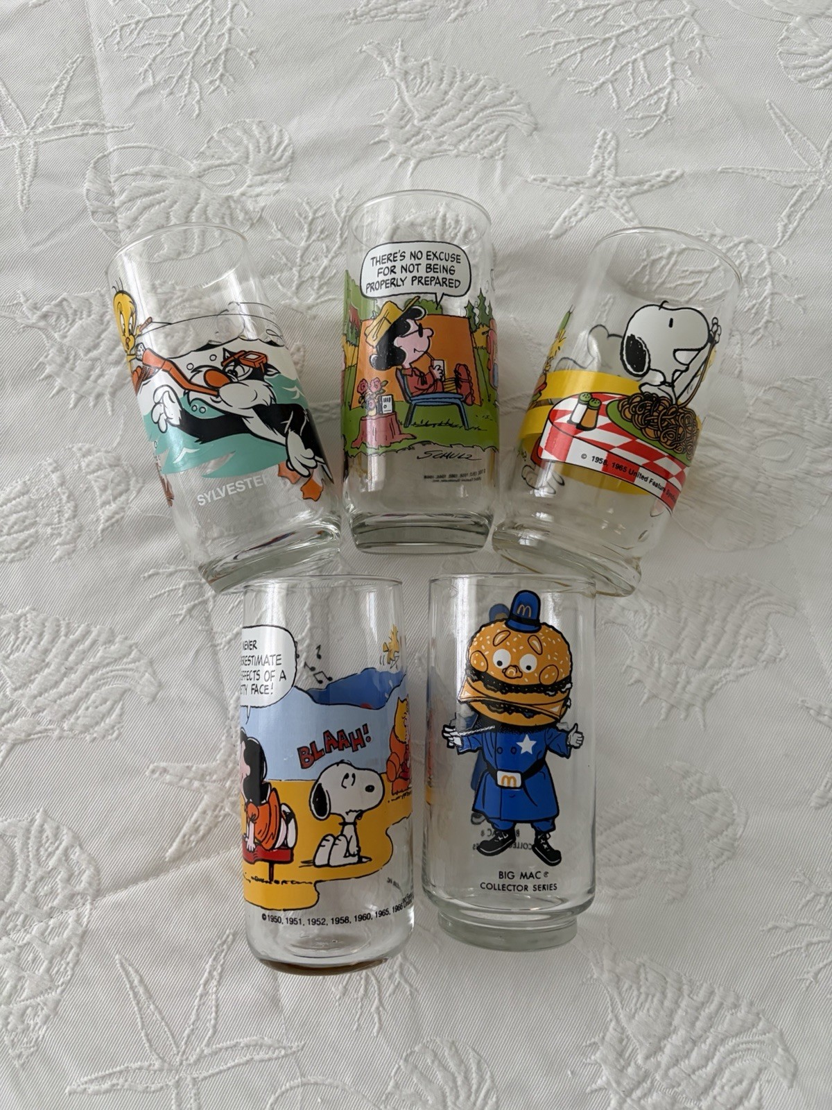 Vintage Peanuts Snoopy / McDonald’s Glasses Set Of 5