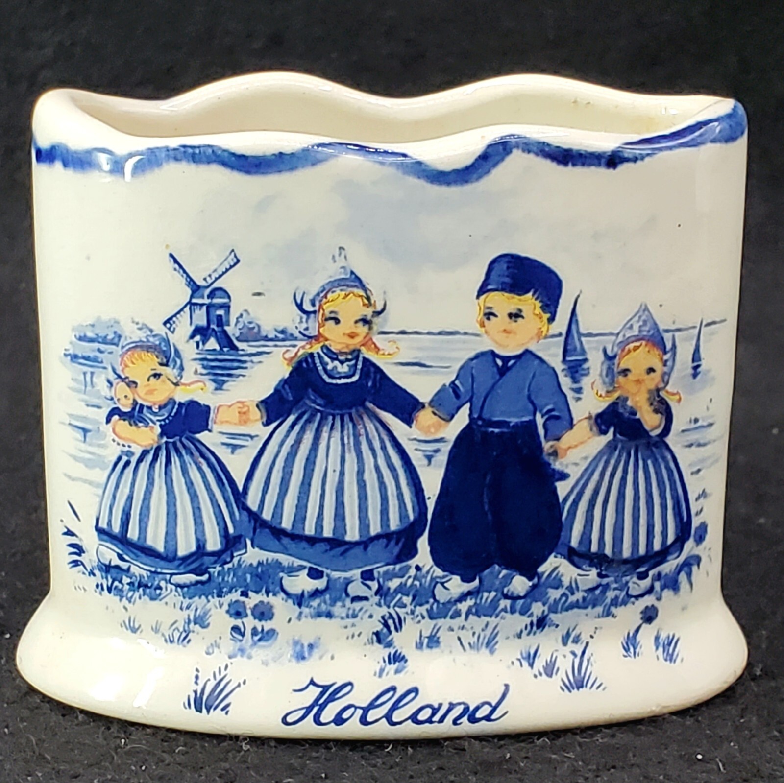 Vintage DELFT Holland Handpainted Toothpick Holder 2