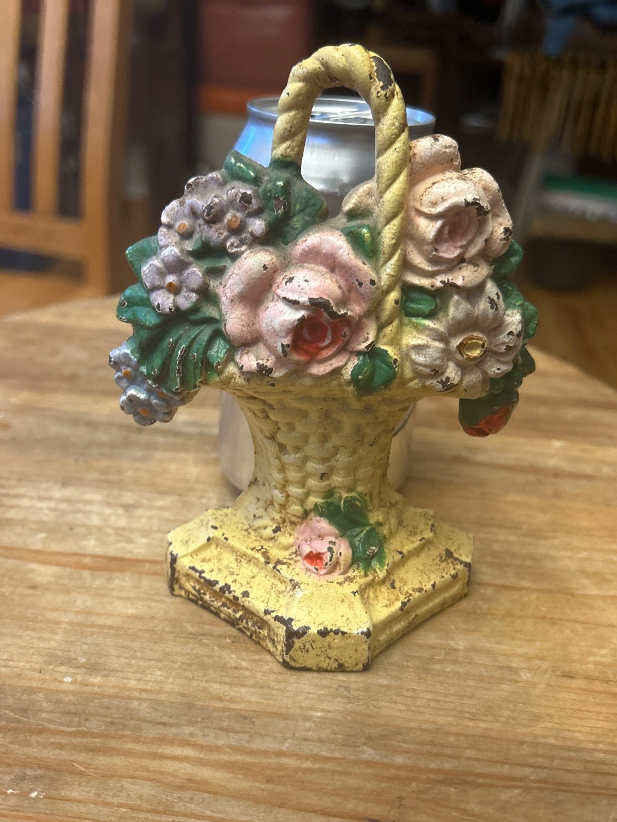 Hubley Vintage Flower Basket Doorstop