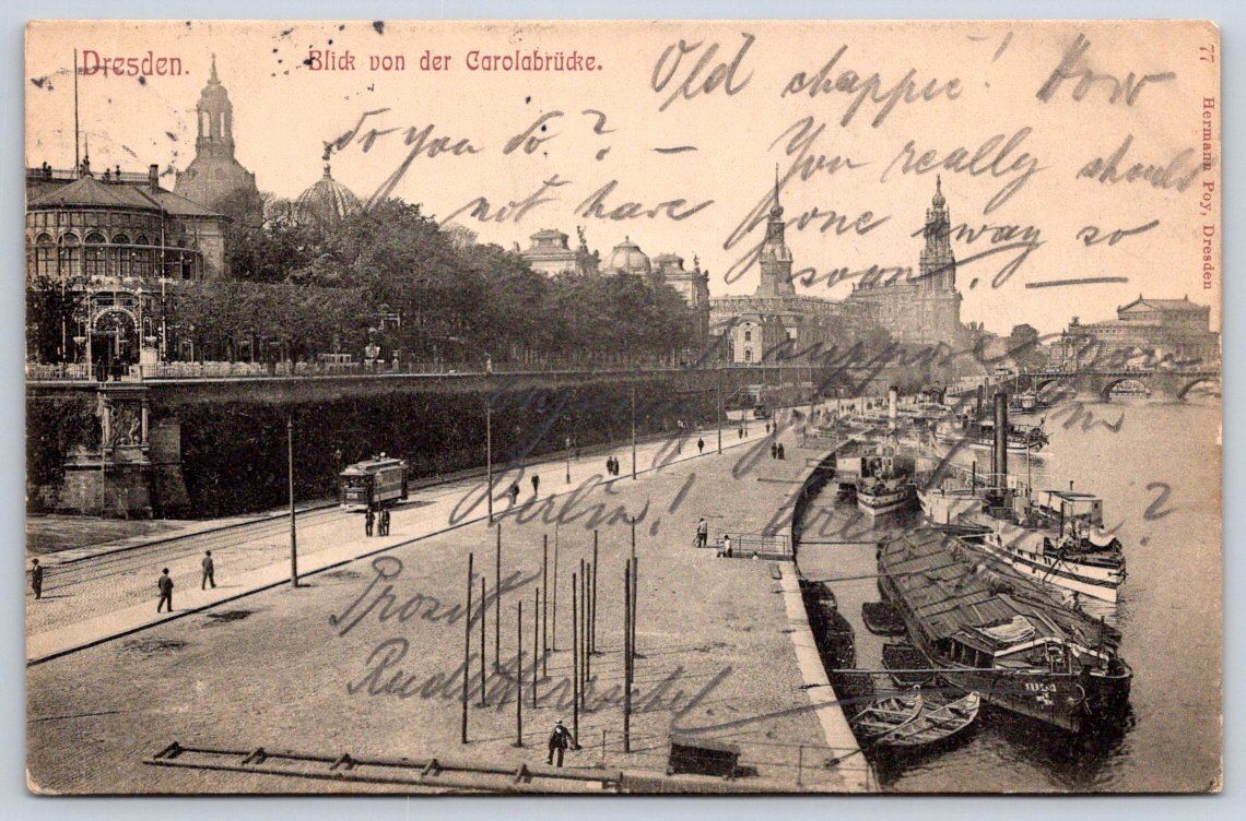 Antique Germany Postcard DRESDEN Blick von der Carolabruecke 1905 Antique Germany Postcard DRESDEN Blick von der Carolabruecke 1905