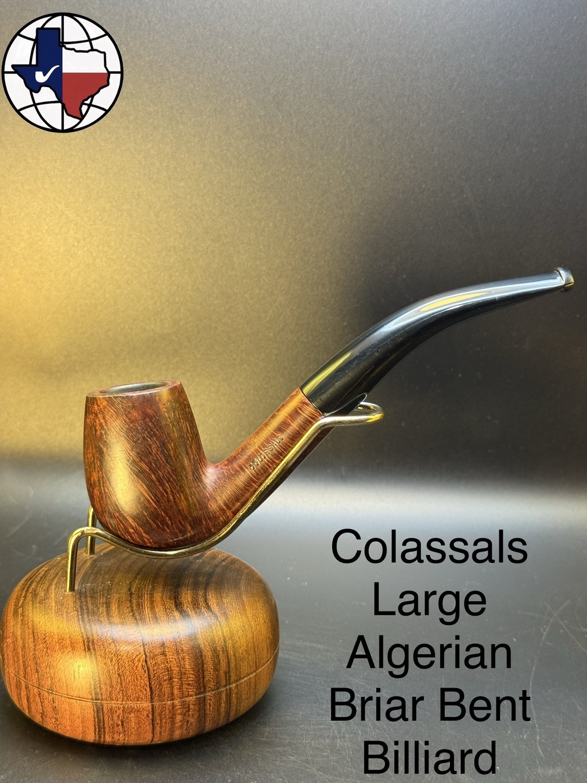 Vintage Colassals Large Algerian Briar Bent Billiard  Tobacco Pipe