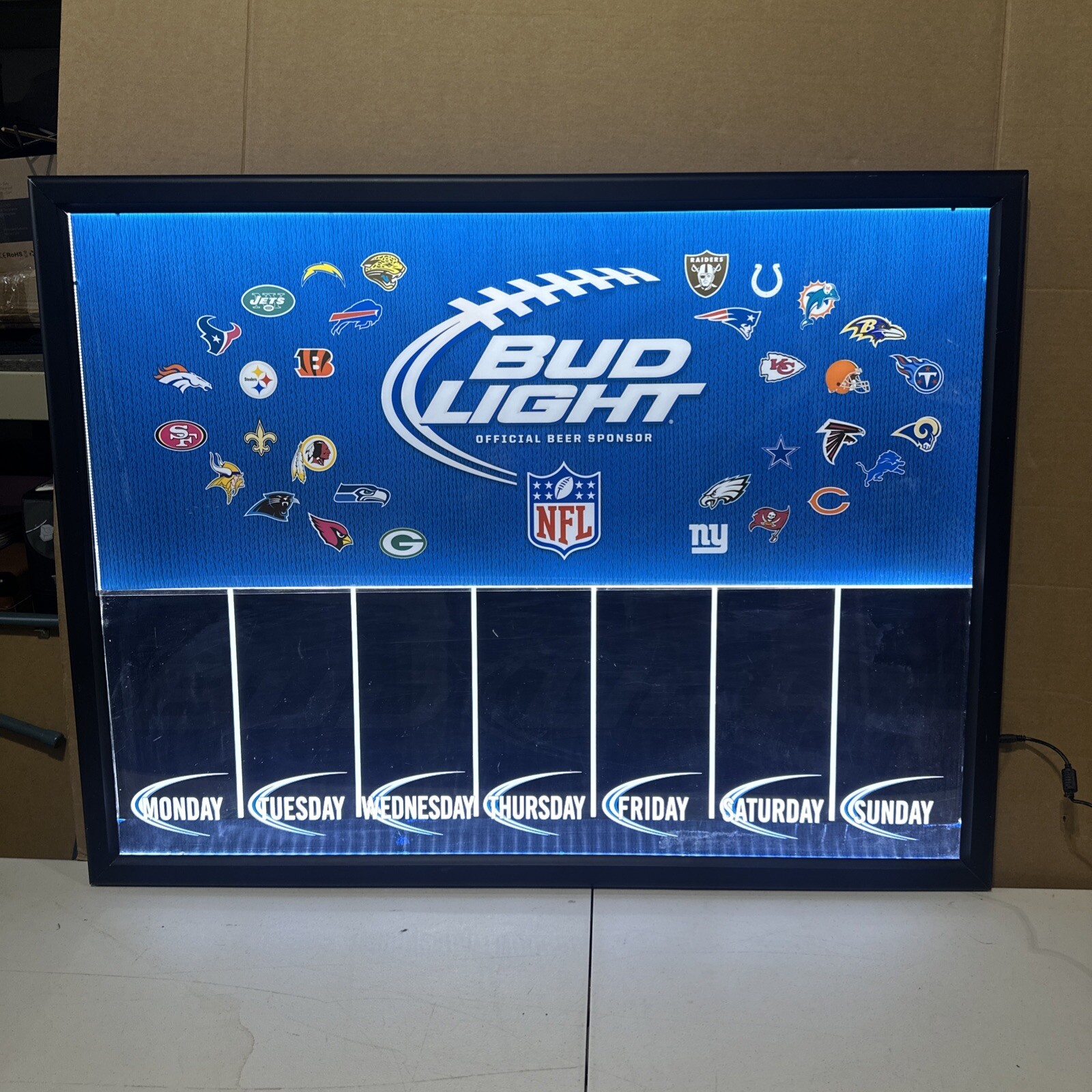 AWESOME BUD LIGHT BEER NFL LIGHT UP MENU BOARD SIGN