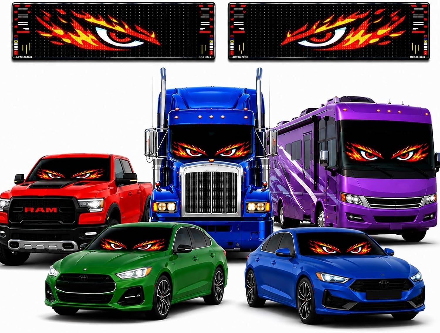 LED Eyes for Car Truck & RV Windshield, 2PCS 24×5 RGB, Ojos LED para LED Eyes for Car Truck & RV Windshield, 2PCS 24×5 RGB, Ojos LED para