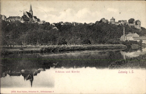 Postcard Leisnig in Saxony, castle and church - 4923670