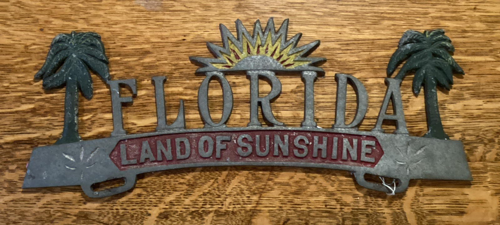 Vintage FLORIDA Automobile License Plate Car Topper Badge Cast Aluminum 50s USA
