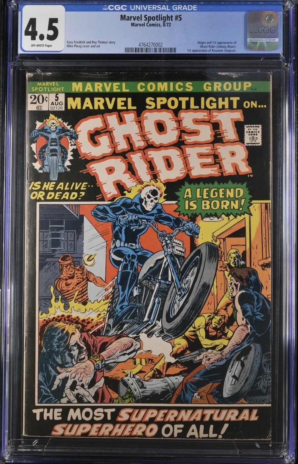 MARVEL SPOTLIGHT 5 CGC 4.5 1ST GHOST RIDER BRONZE AGE MARVEL MOVIE COMING SOON