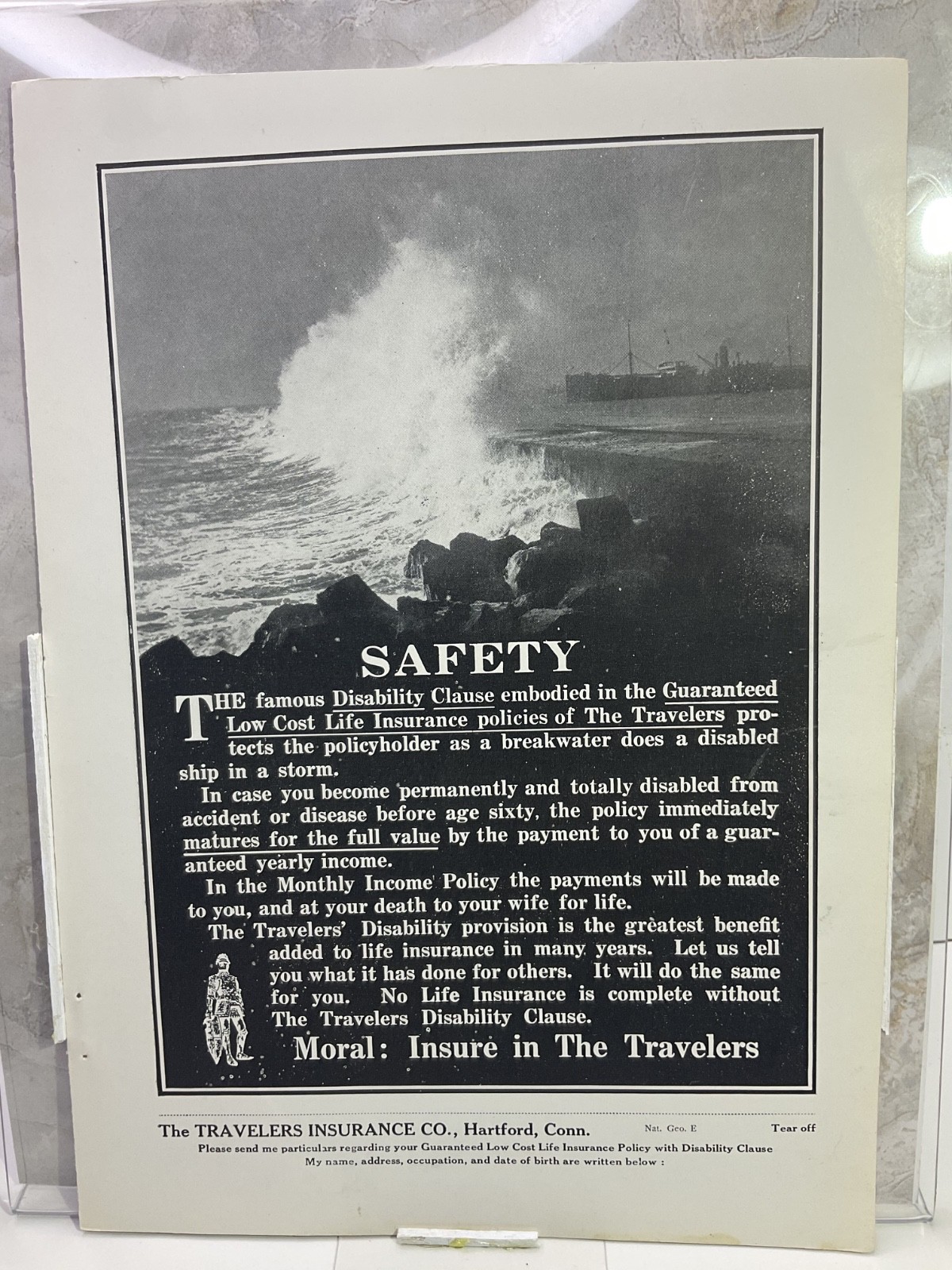1914 Vintage Black & White Printed Advertisements, Travelers Insurance Co.