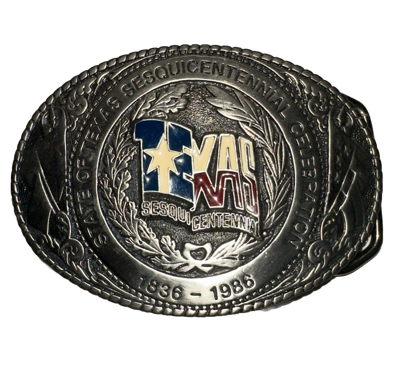 State Of Texas Sesquicentennial Celebration 1836-1986 Commemorative Belt Buckle 