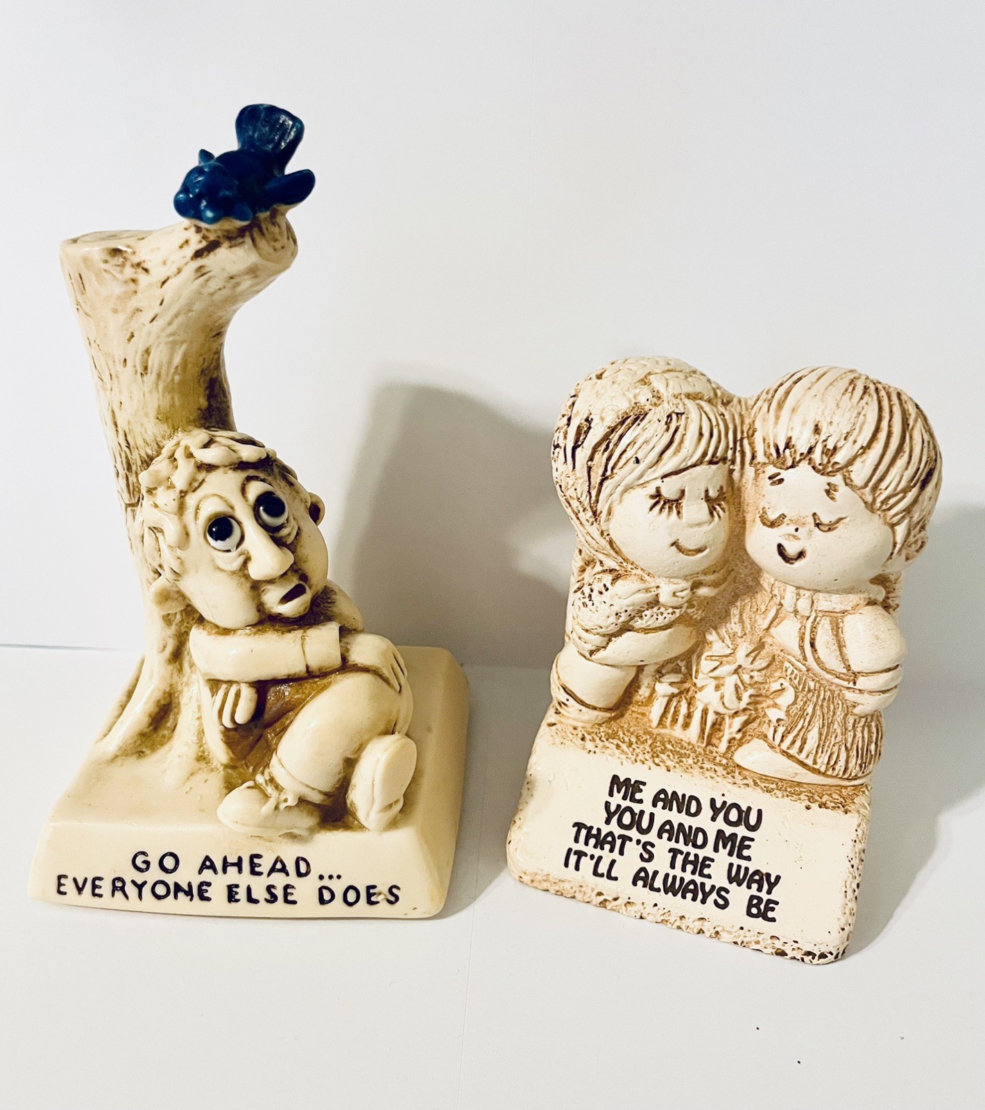 Vintage 1968 R&W Berries #763 & 1970 Paula W-138 Resin Figurines 2pc Retro Decor