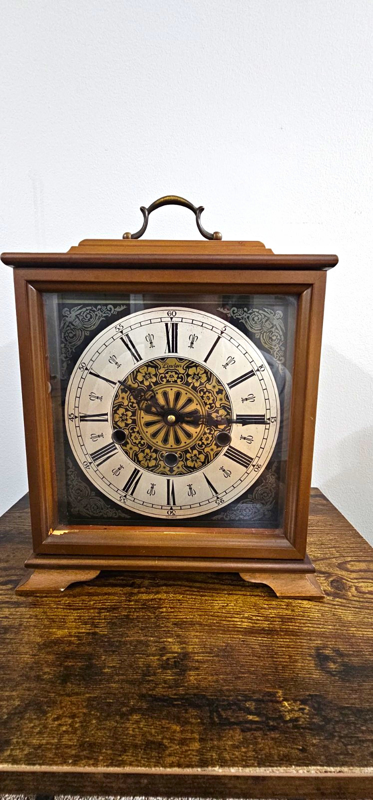 Vintage Linden German Westminster Chime Mantel Clock Mechanical Wind-Up Untested