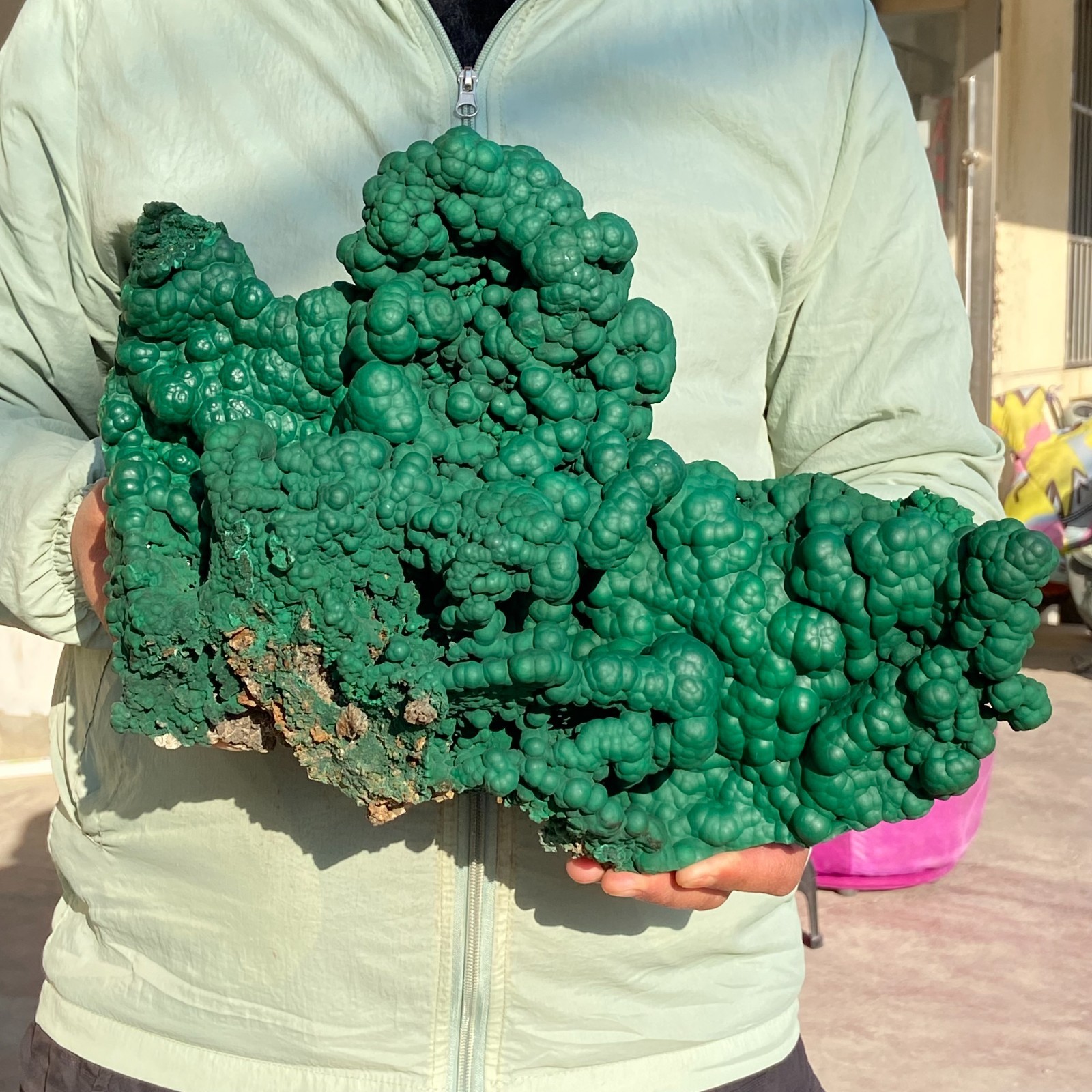 15.43Lb Large Natural Malachite Crystal Gemstone Rough Mineral Specime+Stand