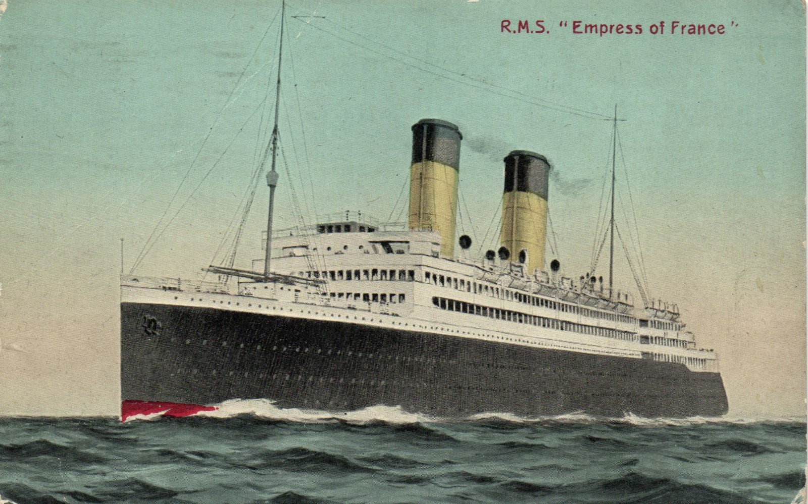 PC SHIPS SHIPPING R.M.S. EMPRESS OF FRANCE VINTAGE POSTCARD (b64543)