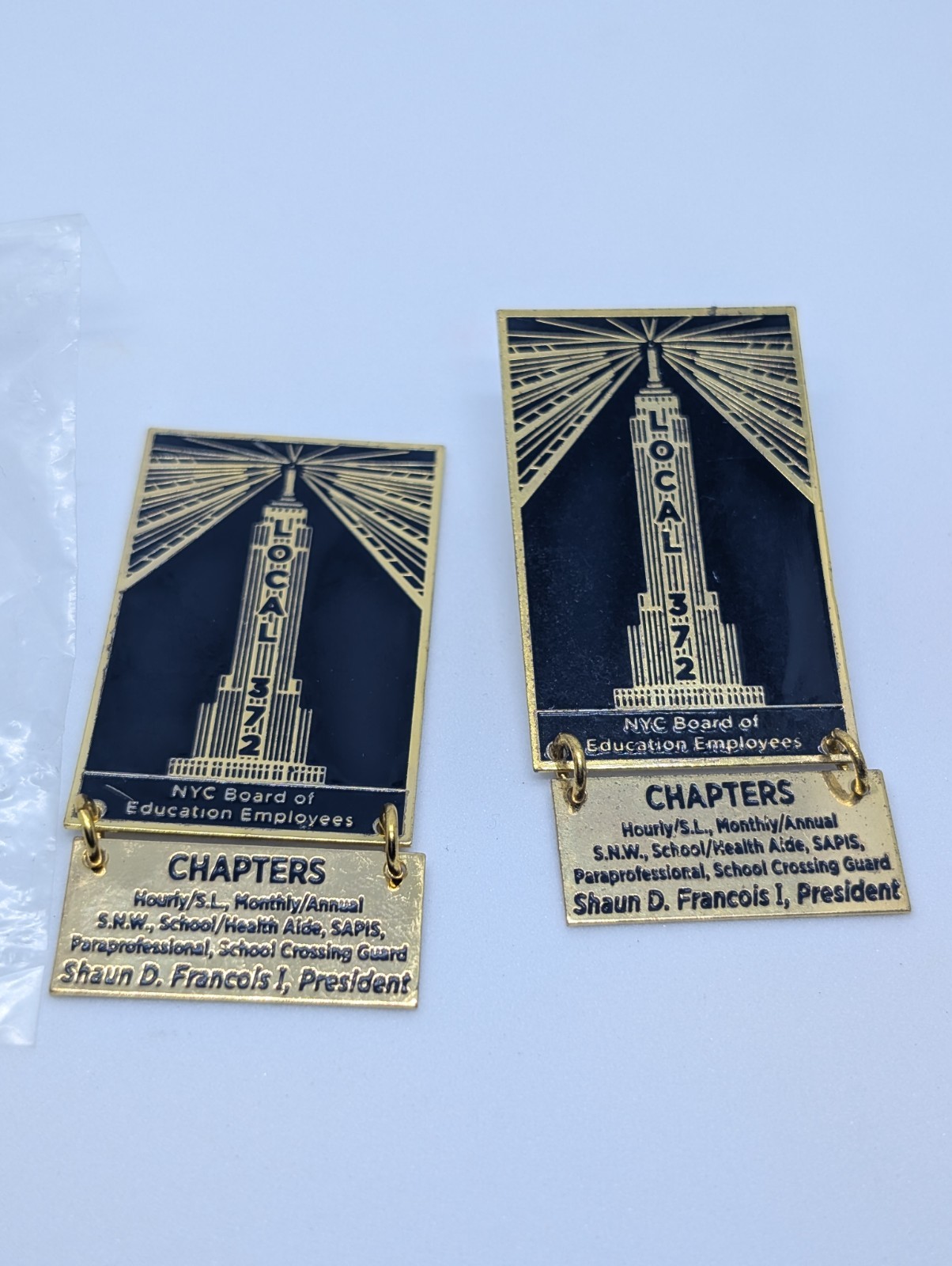 2 Local 372 NYC Board of Education Employees Pins Shaun Francois President
