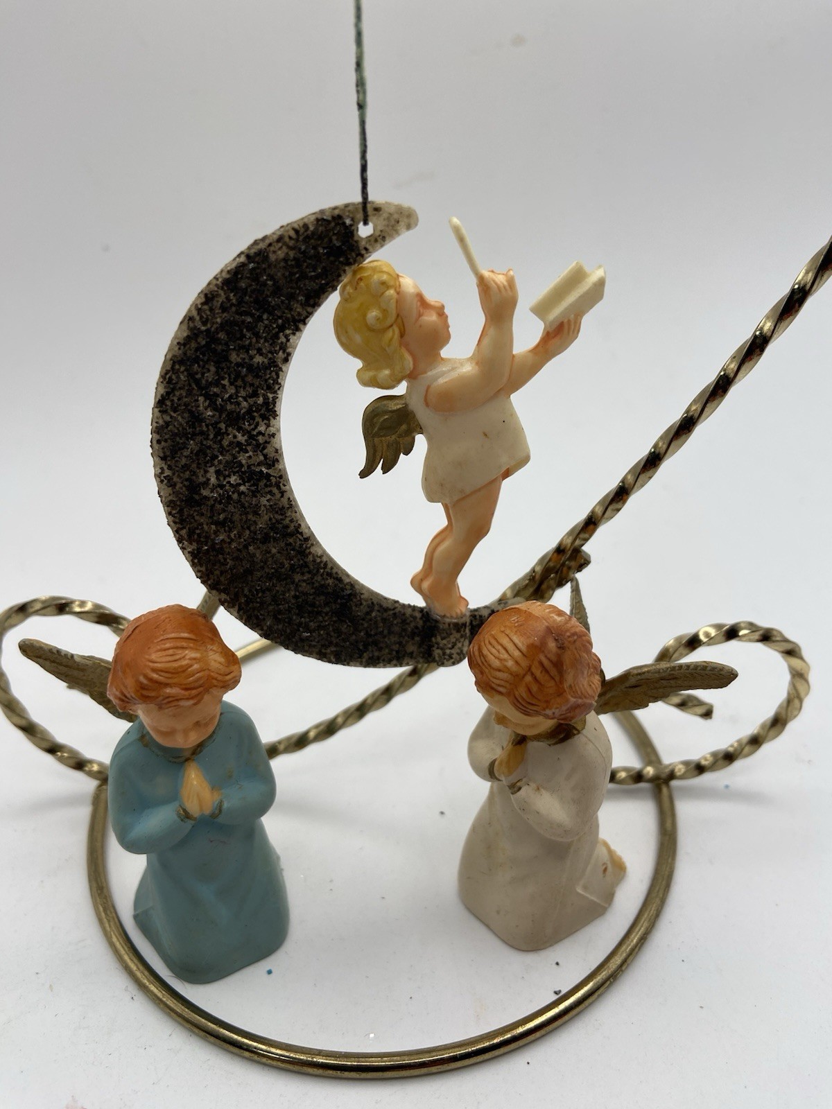 Vintage Mid-century Angles Christmas Ornaments Figurine Lot of 3 Angels Plastic