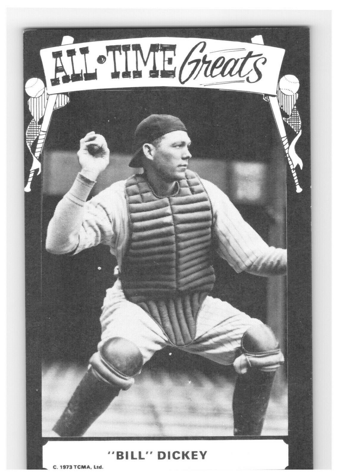 1973 Bill Dickey New York Yankees Tcma All Time Greats Postcard Hof Vg-Ex
