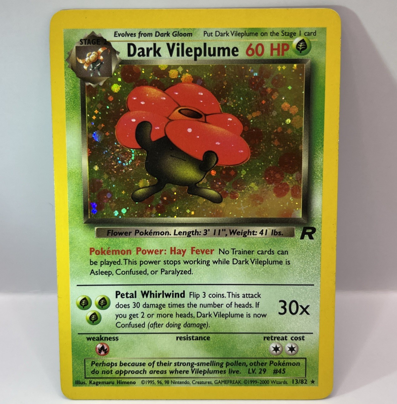 Dark Vileplume 13/82 *SWIRL* Team Rocket Holo Rare Vintage Pokemon Card LP +