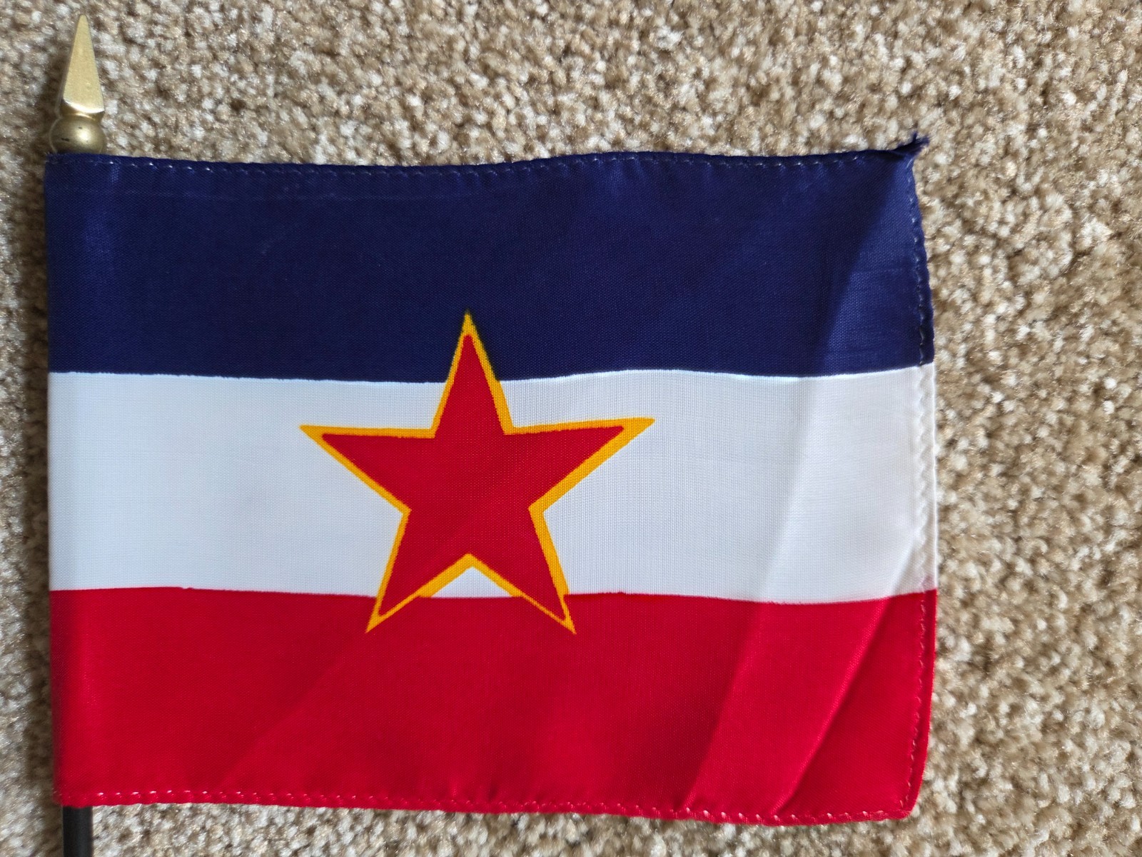 YUGOSLAVIA FORMER FLAG 1945-1991 NEW OLD STOCK ORIGINAL VINTAGE FLAG