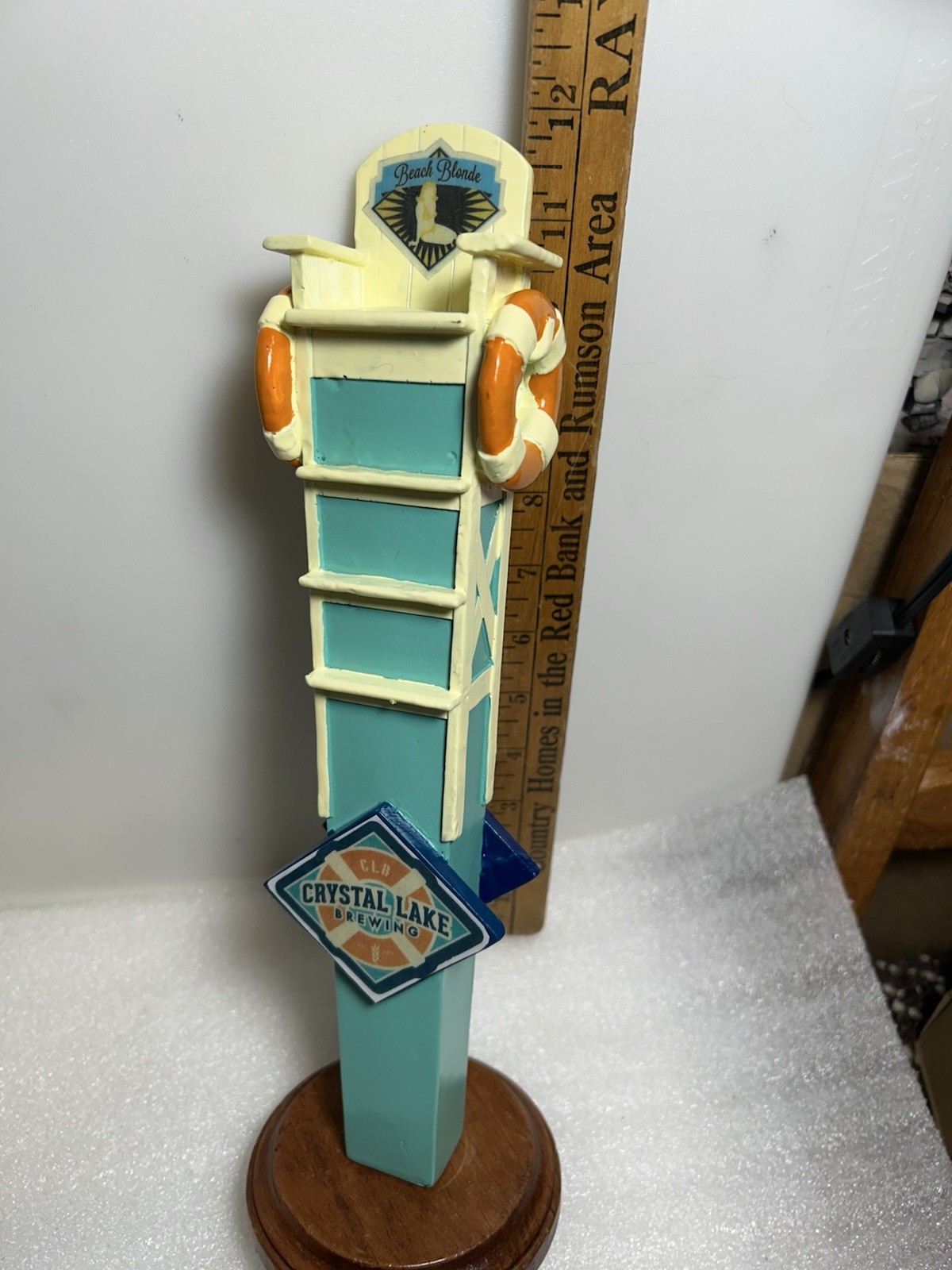 CRYSTAL LAKE BREWING BEACH BLONDE LIFEGUARD CHAIR Draft beer tap handle ILLINOIS CRYSTAL LAKE BREWING BEACH BLONDE LIFEGUARD CHAIR Draft beer tap handle ILLINOIS