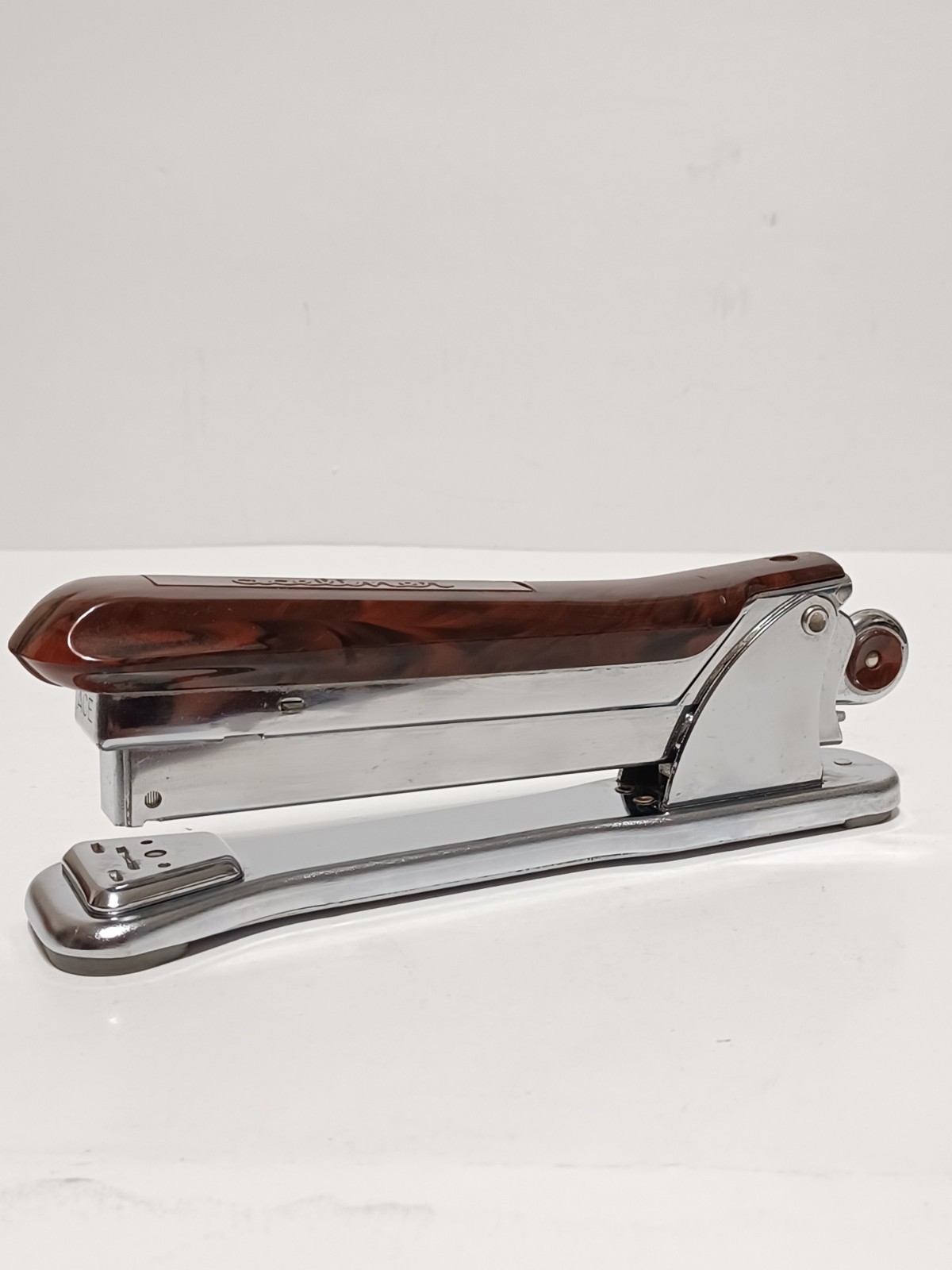 Vintage Ace Aceliner 502 Marbled Handle Desk Stapler Tested Working USA