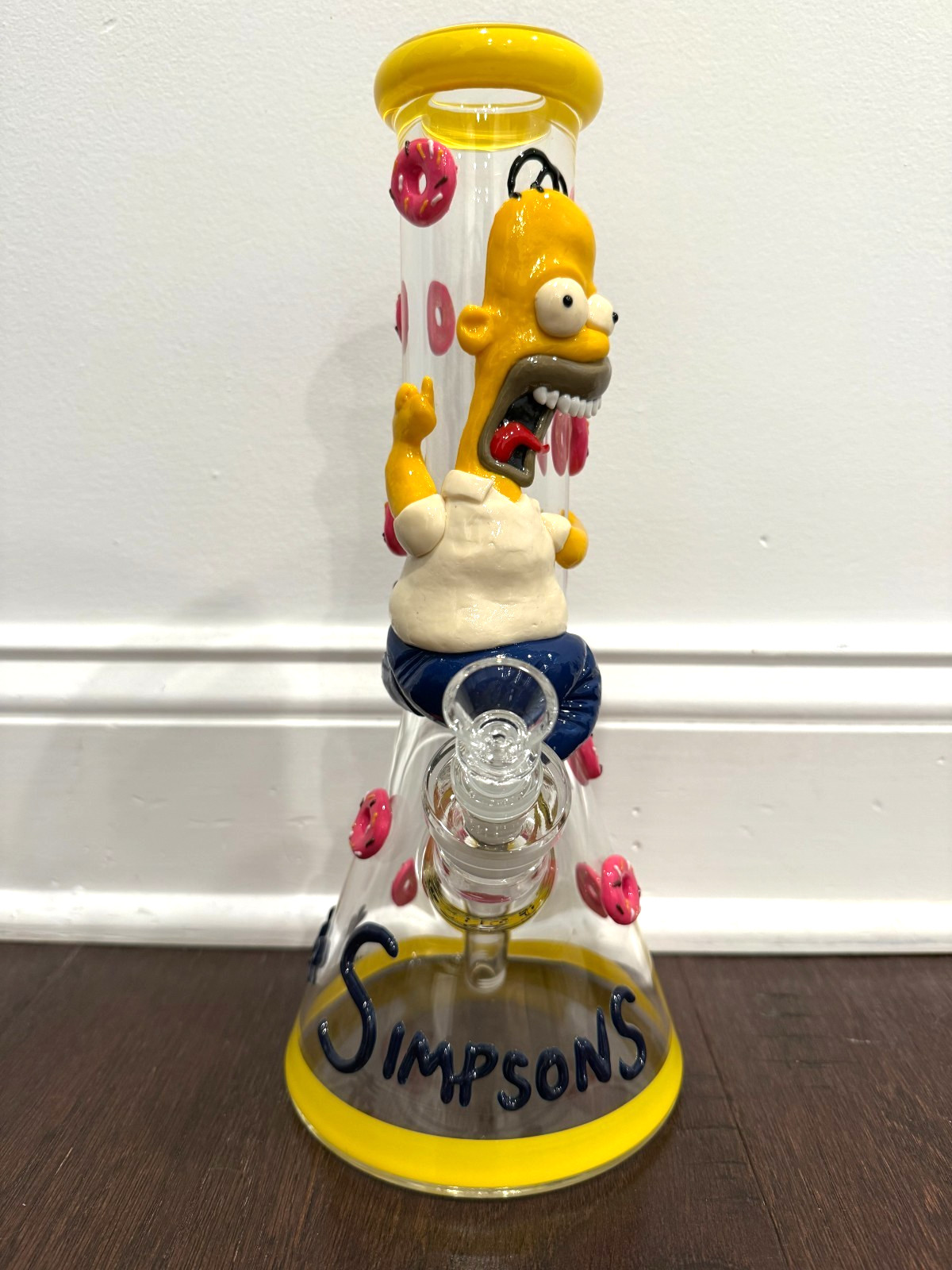 14” Premium Glass Water Pipe Art Beaker Bottom Homer Simpson Donuts 14mm
