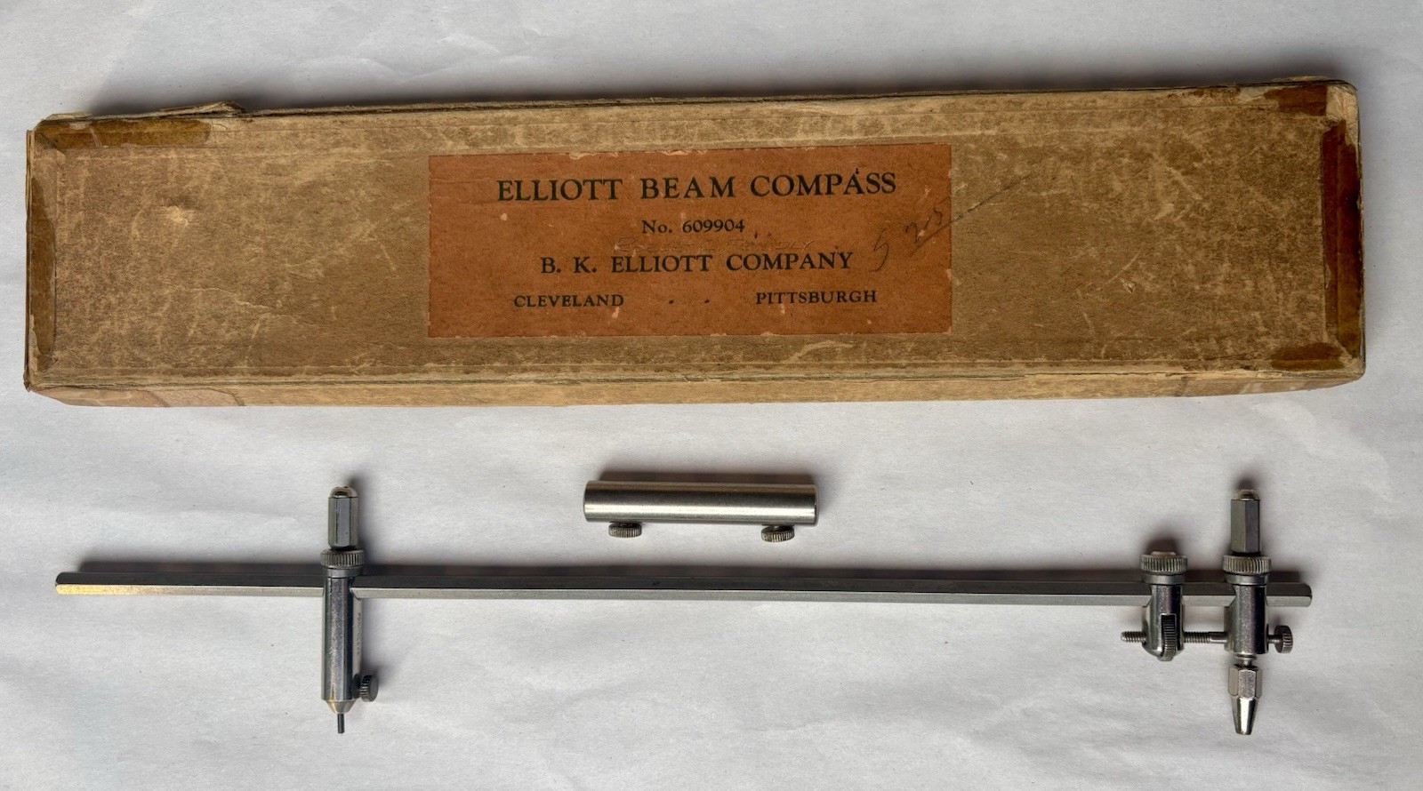 Vtg BK Elliott Beam Compass Drafting Tool #609904 Imported From Germany Orig Box