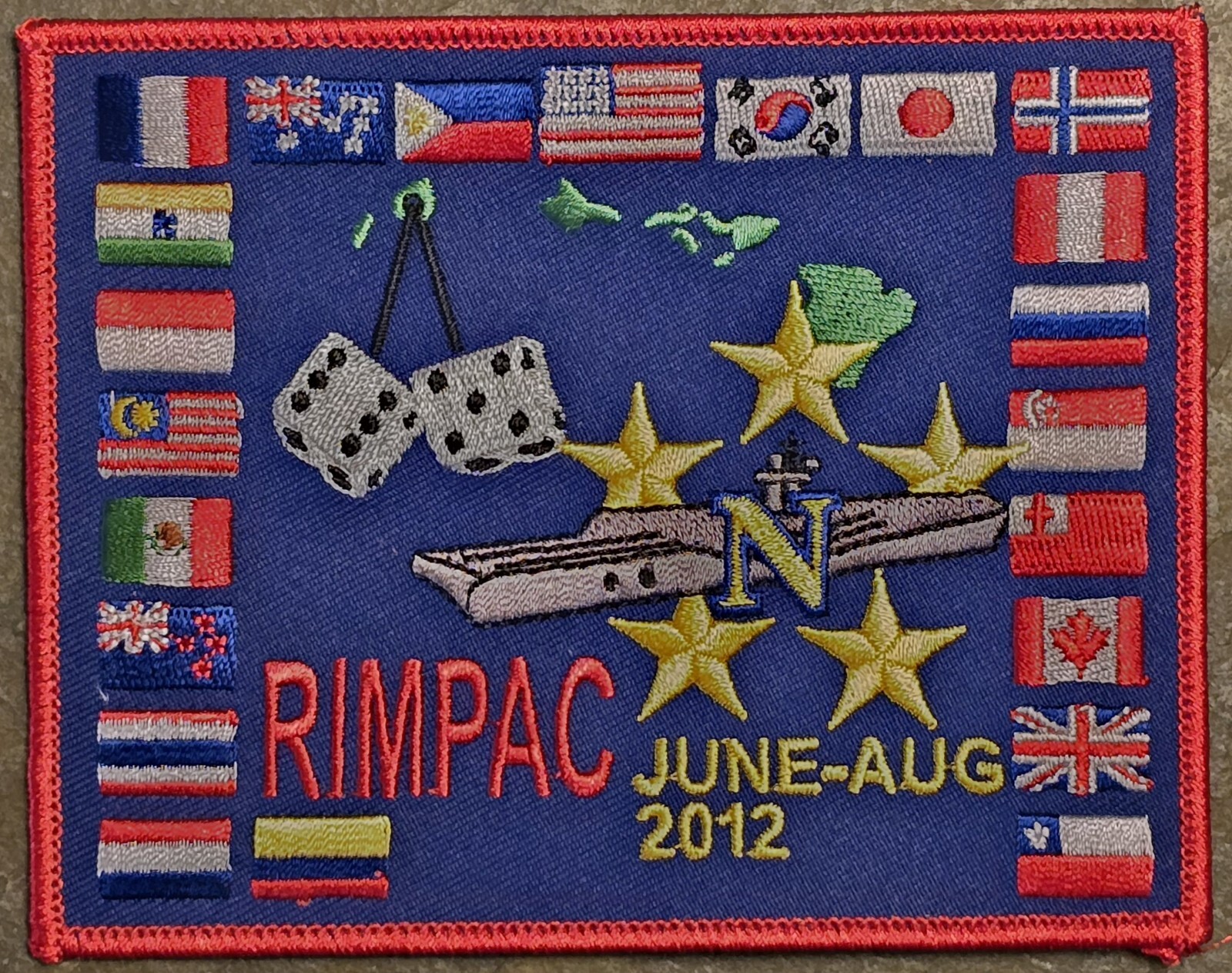 USN CVN-68 USS NIMITZ RIMPAC Jume-Aug 2012 US NAVY Ship Squadron Cruise Patch 5\