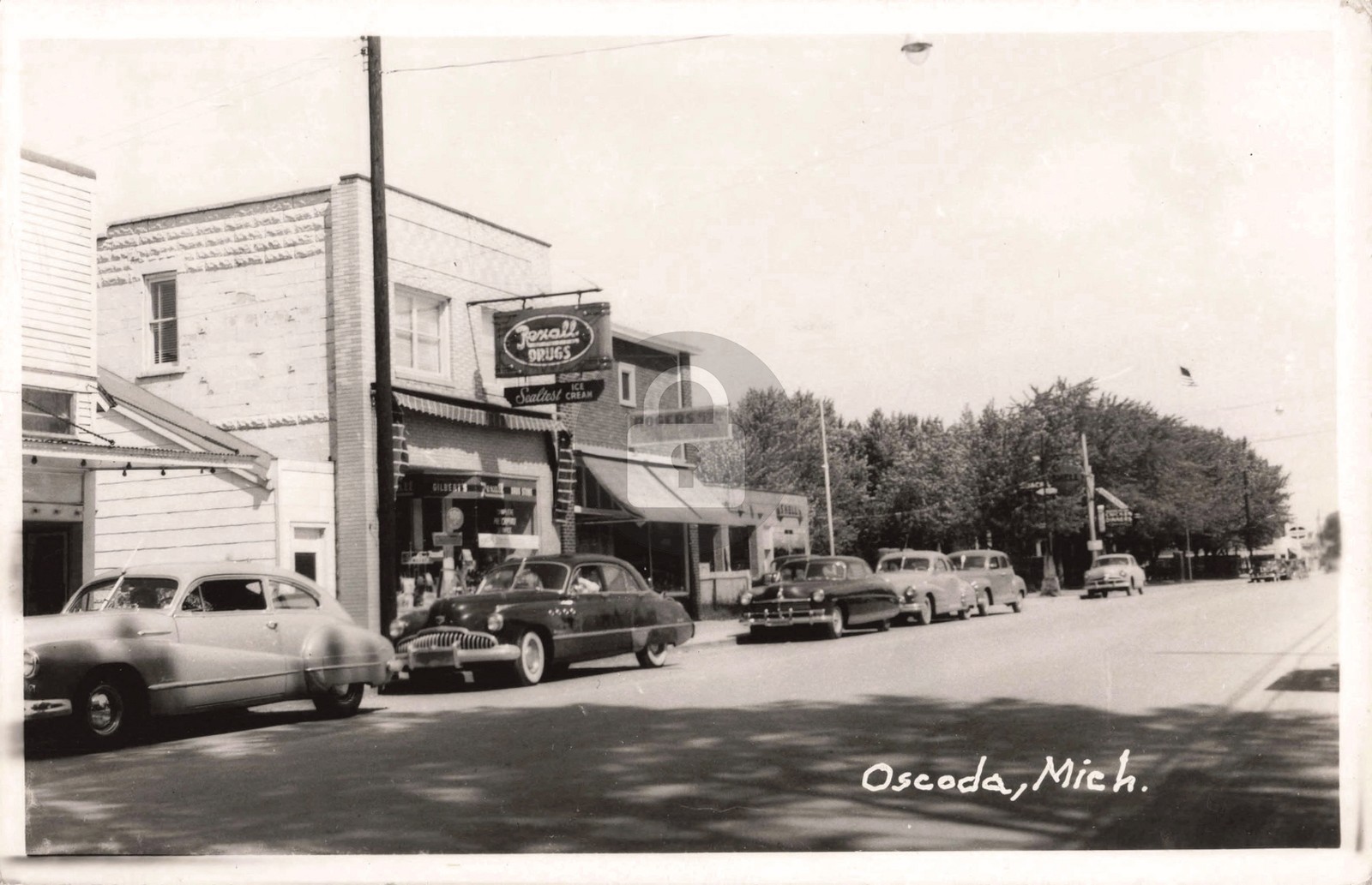 Street View Oscoda MI Michigan 1931 RPPC Photo Postcard COPY
