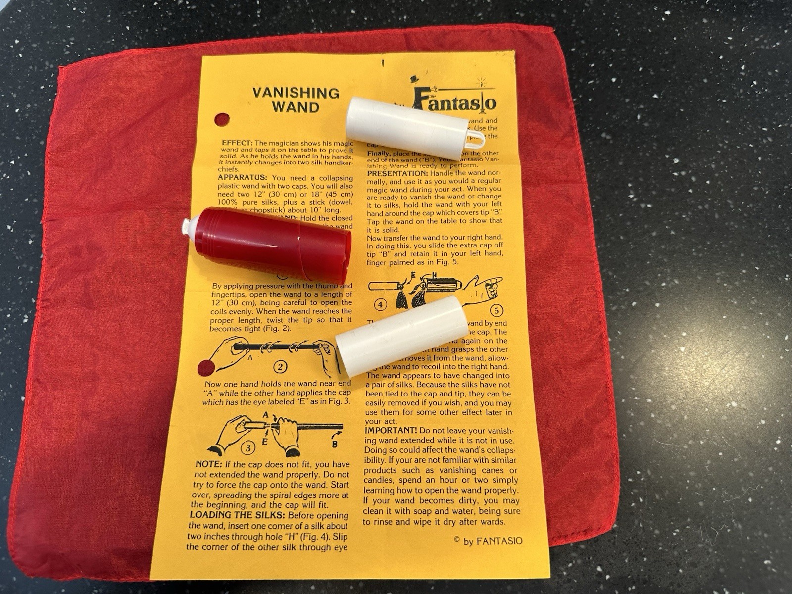 Vintage Red Fantasio Appearing/Vanishing Magic Wand - Fast Spring, No Friction