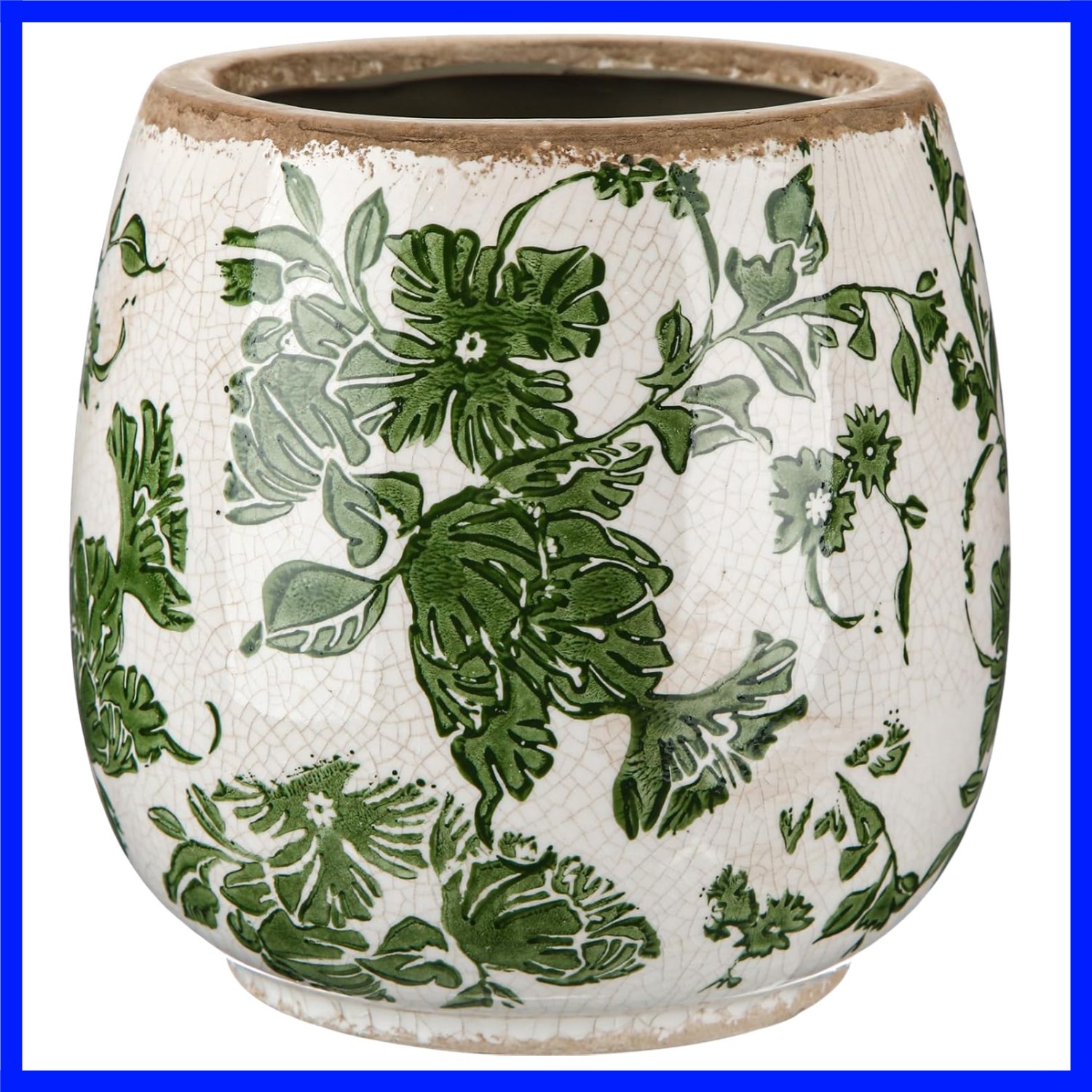 Ceramic Planter Ice Crackle Drainage Holes,Vintage Green Style