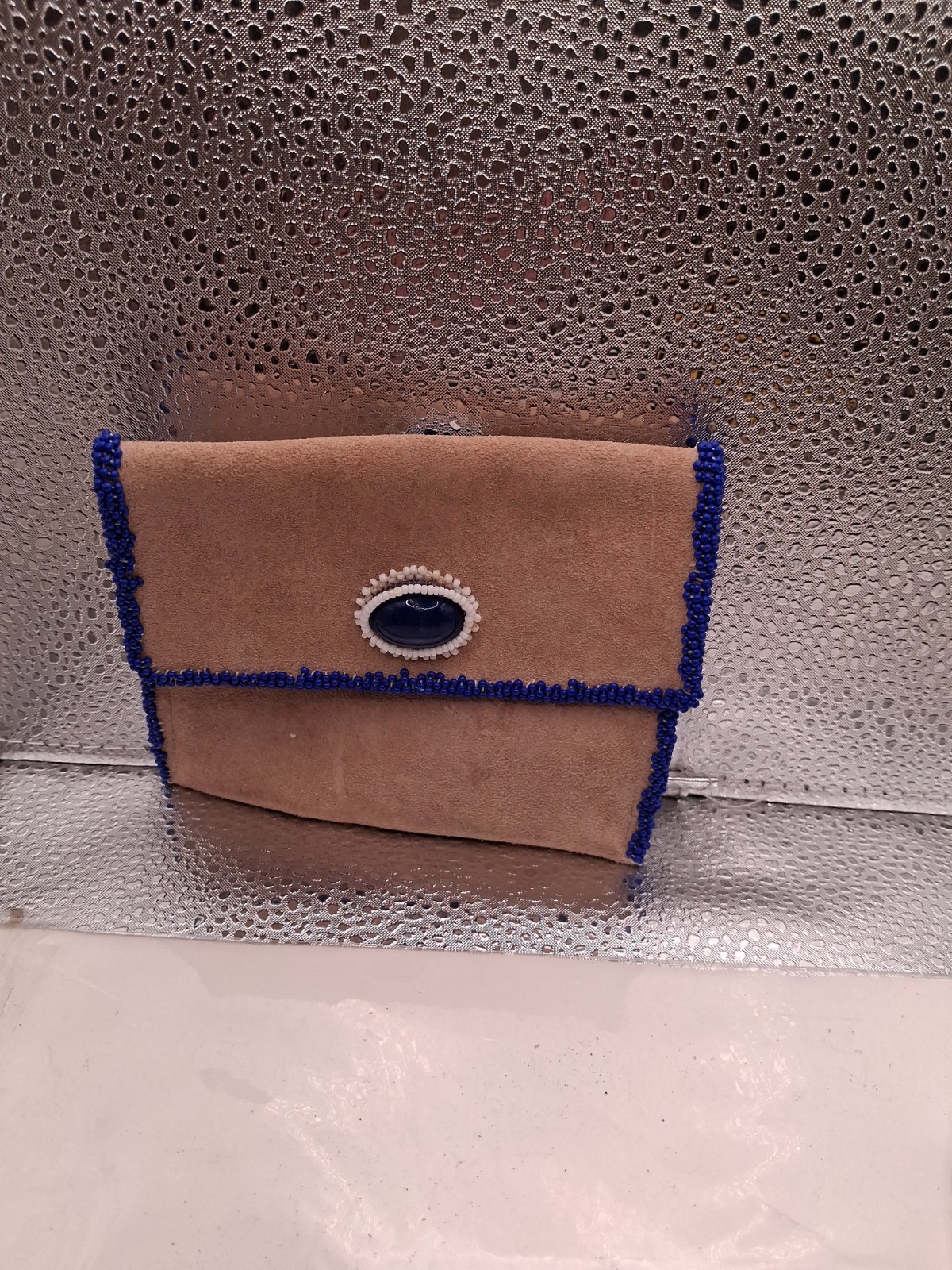 Vintage Native American Beaded Leather Mini Pouch