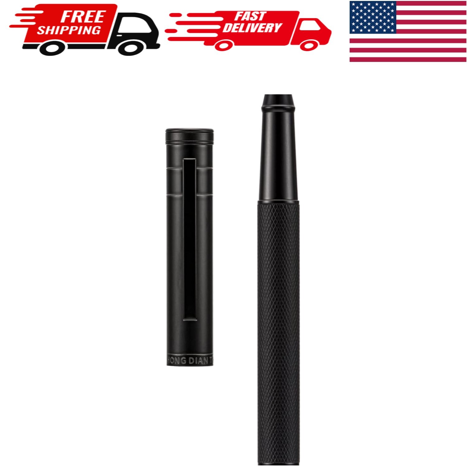 Elegant Matte Black Rollerball Pen with Refillable Schmidt Ink - Gift Case