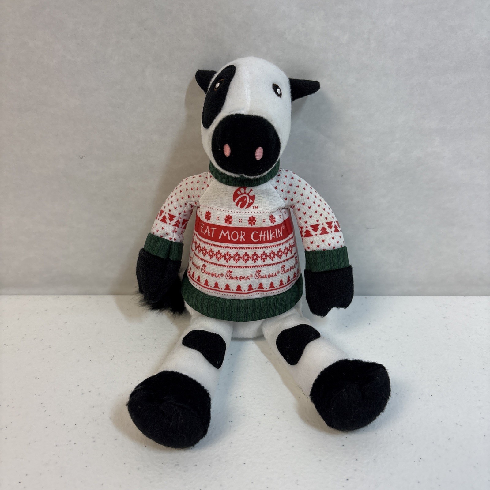 Chick-fil-A 9” Holiday Cow Plush 2020 Christmas Sweater Eat Mor Chikin