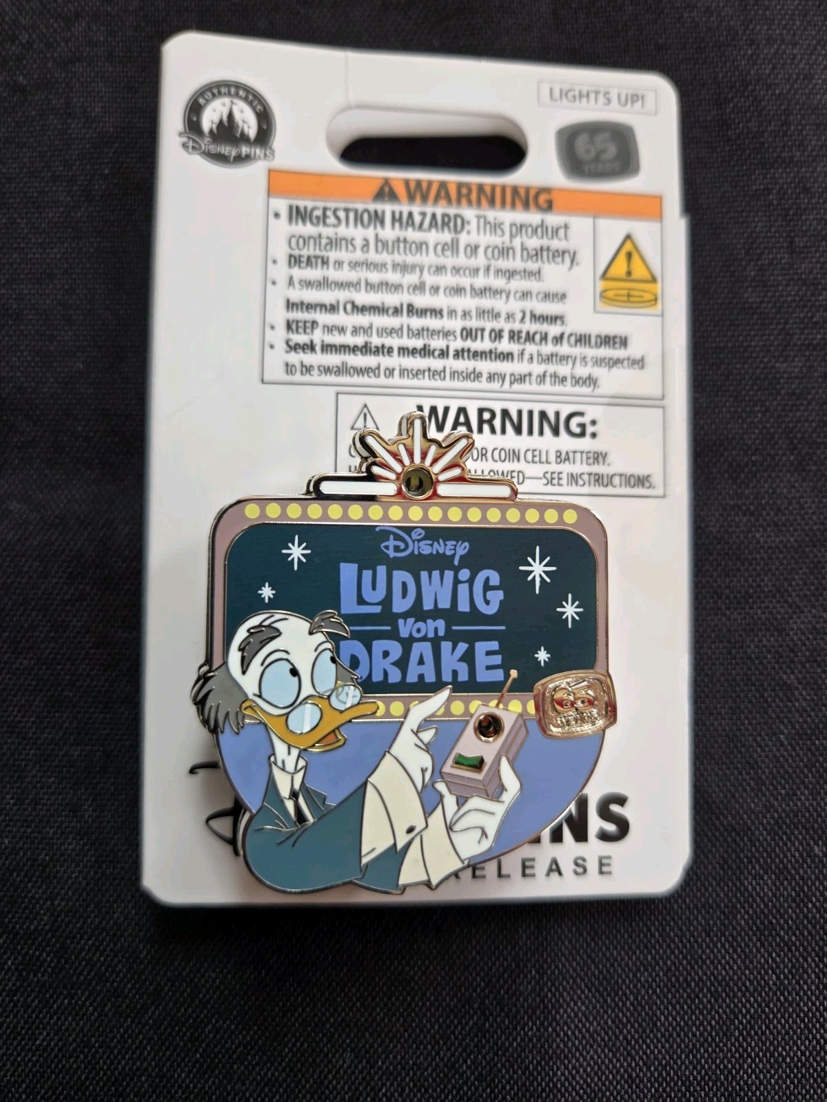 2026 Disney Ludwig Von Drake 65th Anniversary Light Up Limited Release Pin