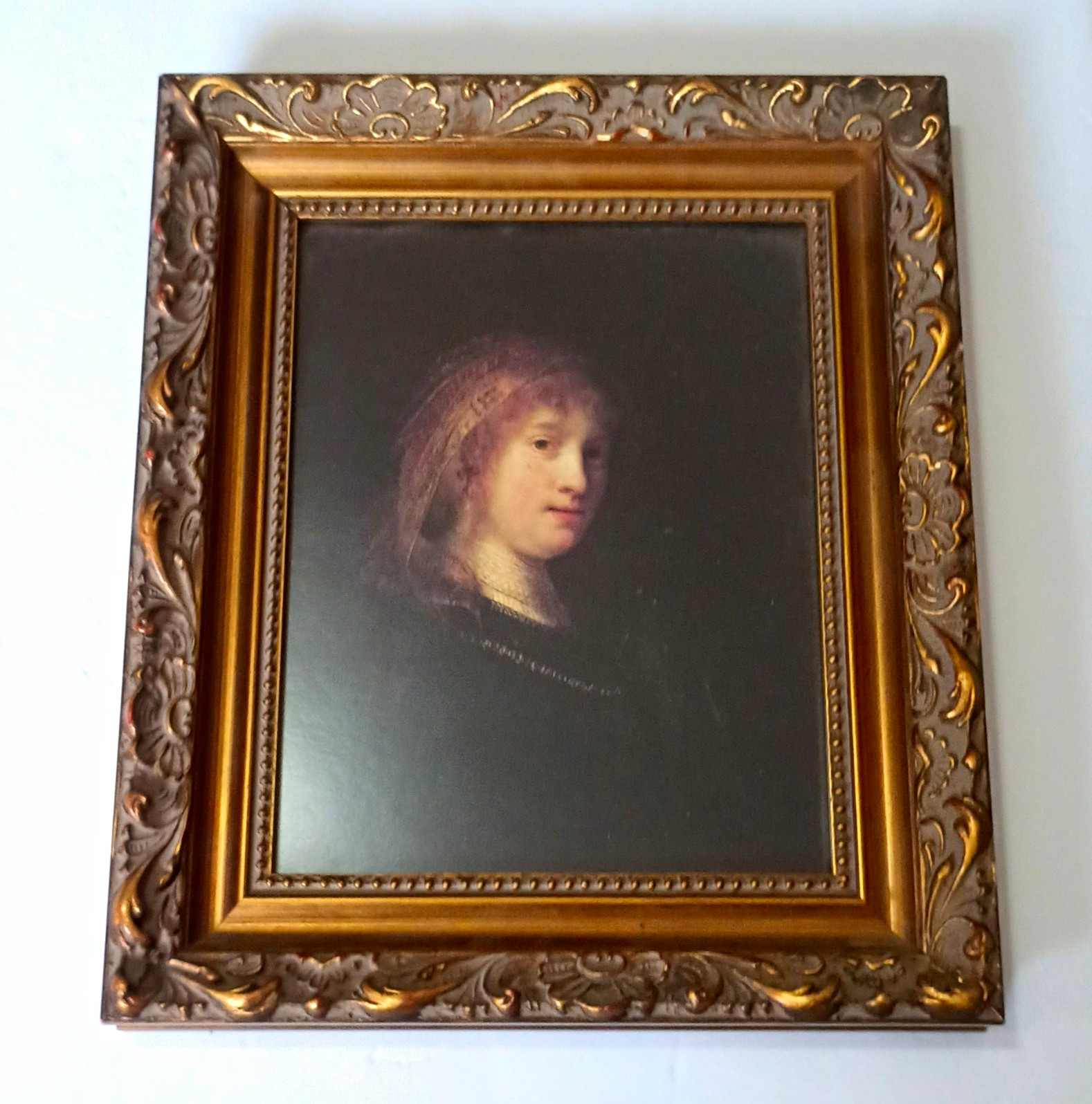 Vintage Rembrandt Saskia Print Hudson’s Detroit Framed Print Ornate Frame Gold
