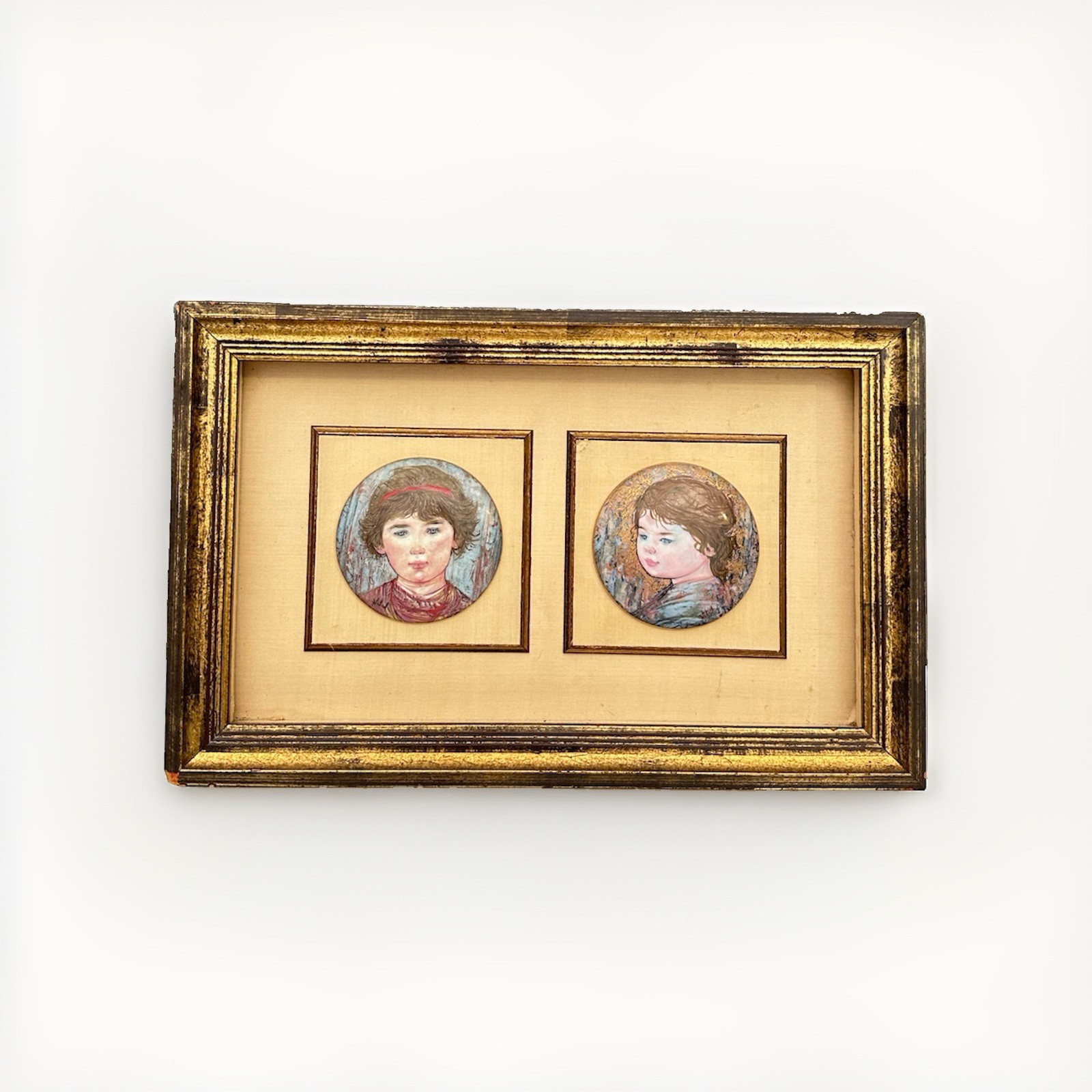 Edna Hibel Henrietta & Thomas Porcelain Miniatures Kaiser W Germany COA 1981